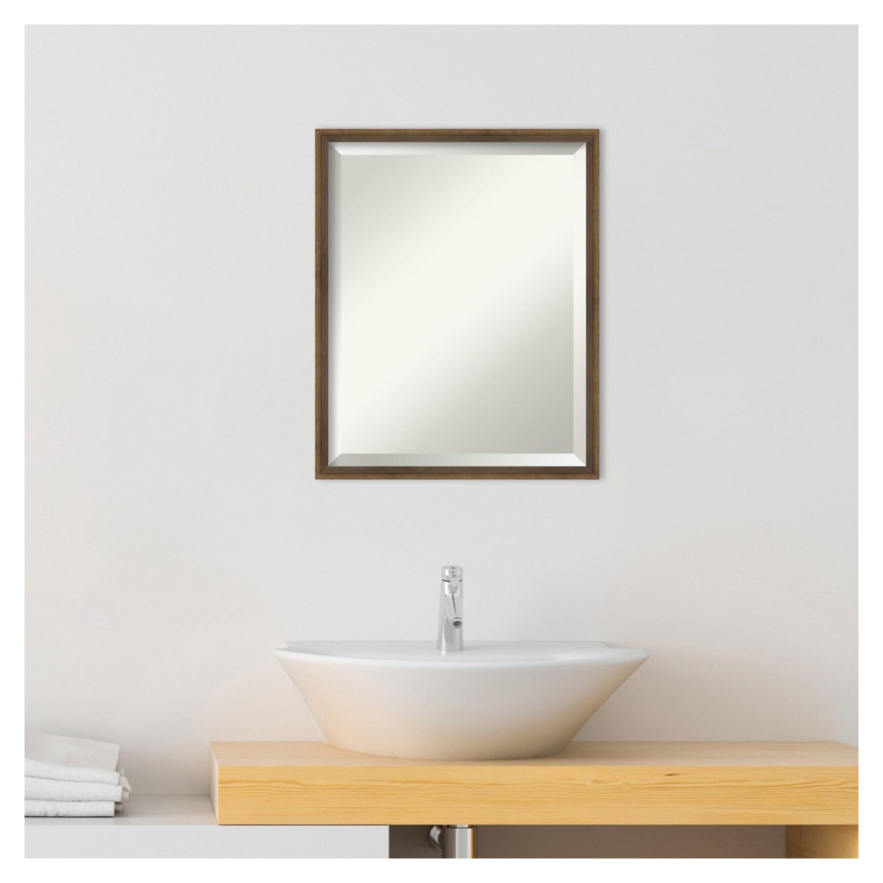 Elegant Rectangular Light Bronze Wood Vanity Mirror 17" x 21"