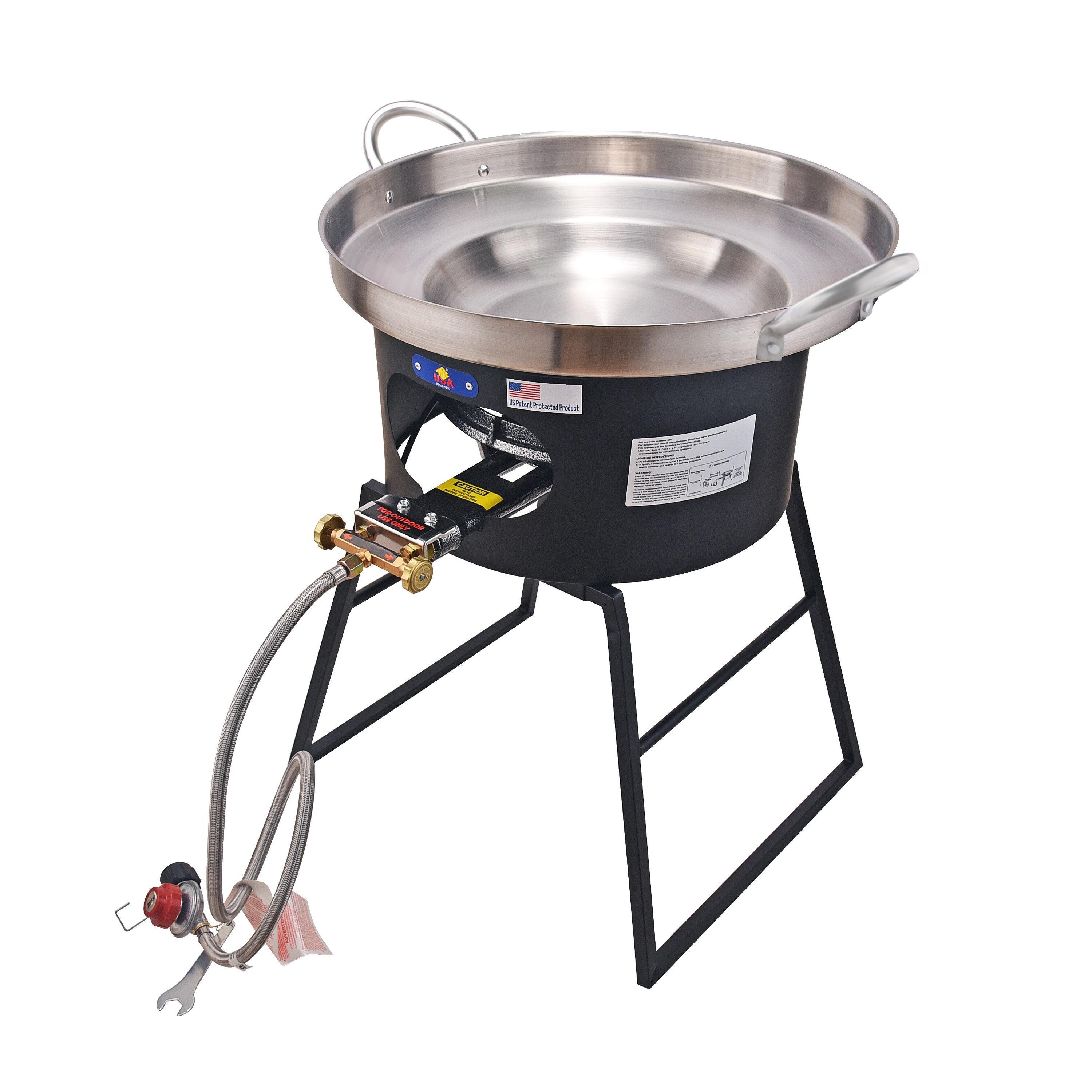 ARC 23" Stainless Steel Concave Comal Set, 80,000 BTU Propane Burner and Stand, Discada Disc Cooker.