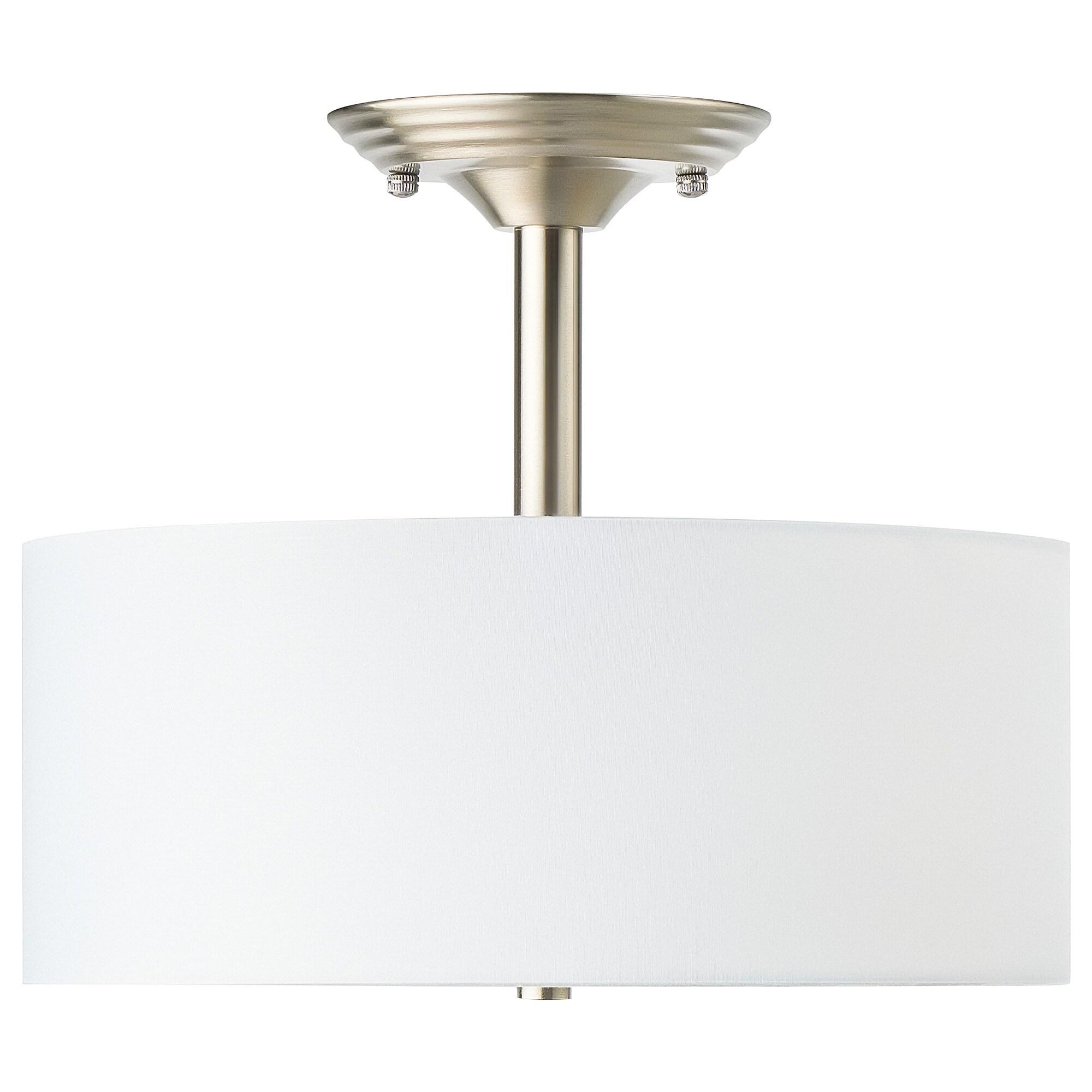 Progress Lighting, Inspire Collection, 2-Light Semi-Flush, Brushed Nickel, Etched Glass with Summer Linen Shade