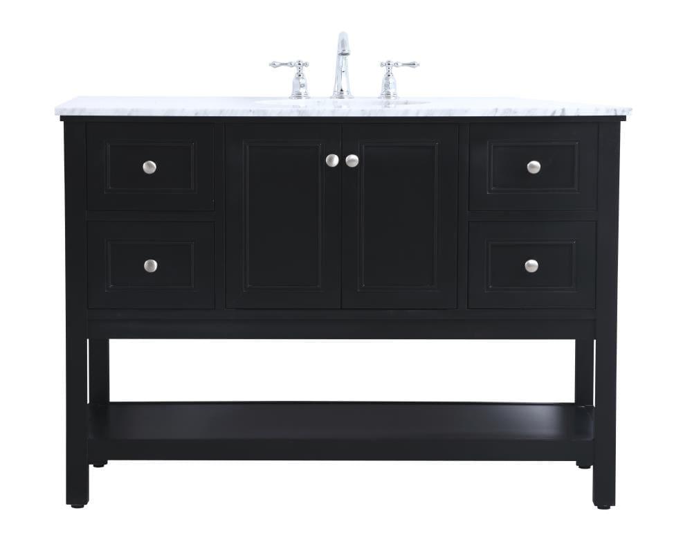 Elegant Decor Metropolis 48" Single Marble Top Bathroom Vanity in Black