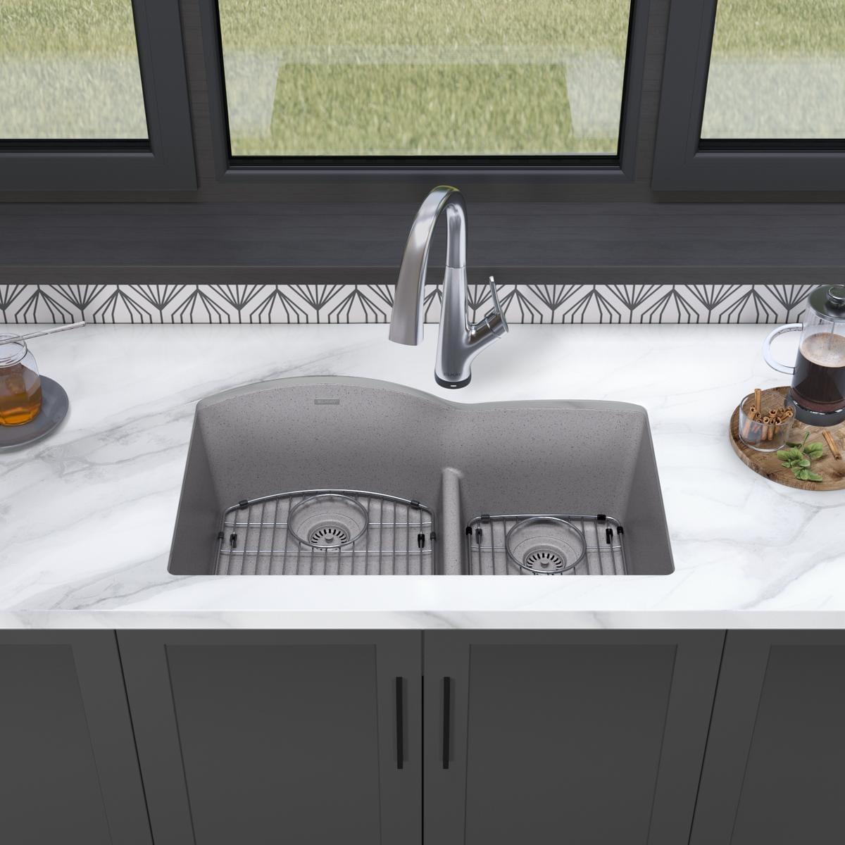 33" x 22" x 10" Double Basin Undermount Kitchen Sink with Faucet