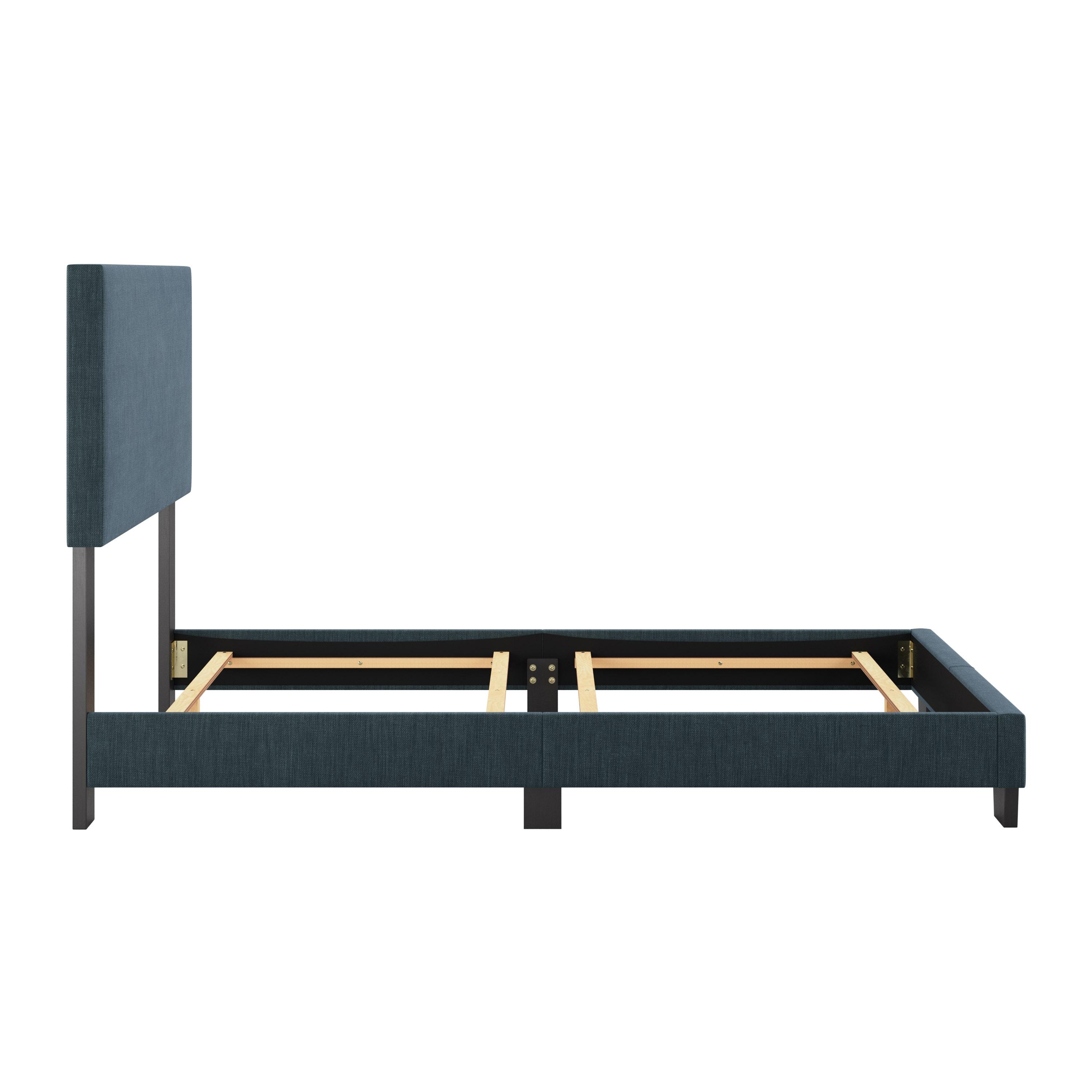 CorLiving Twin Celeste Modern Upholstered Bed Blue: Polyester Fabric, MDF & Wood Frame, Transitional Style