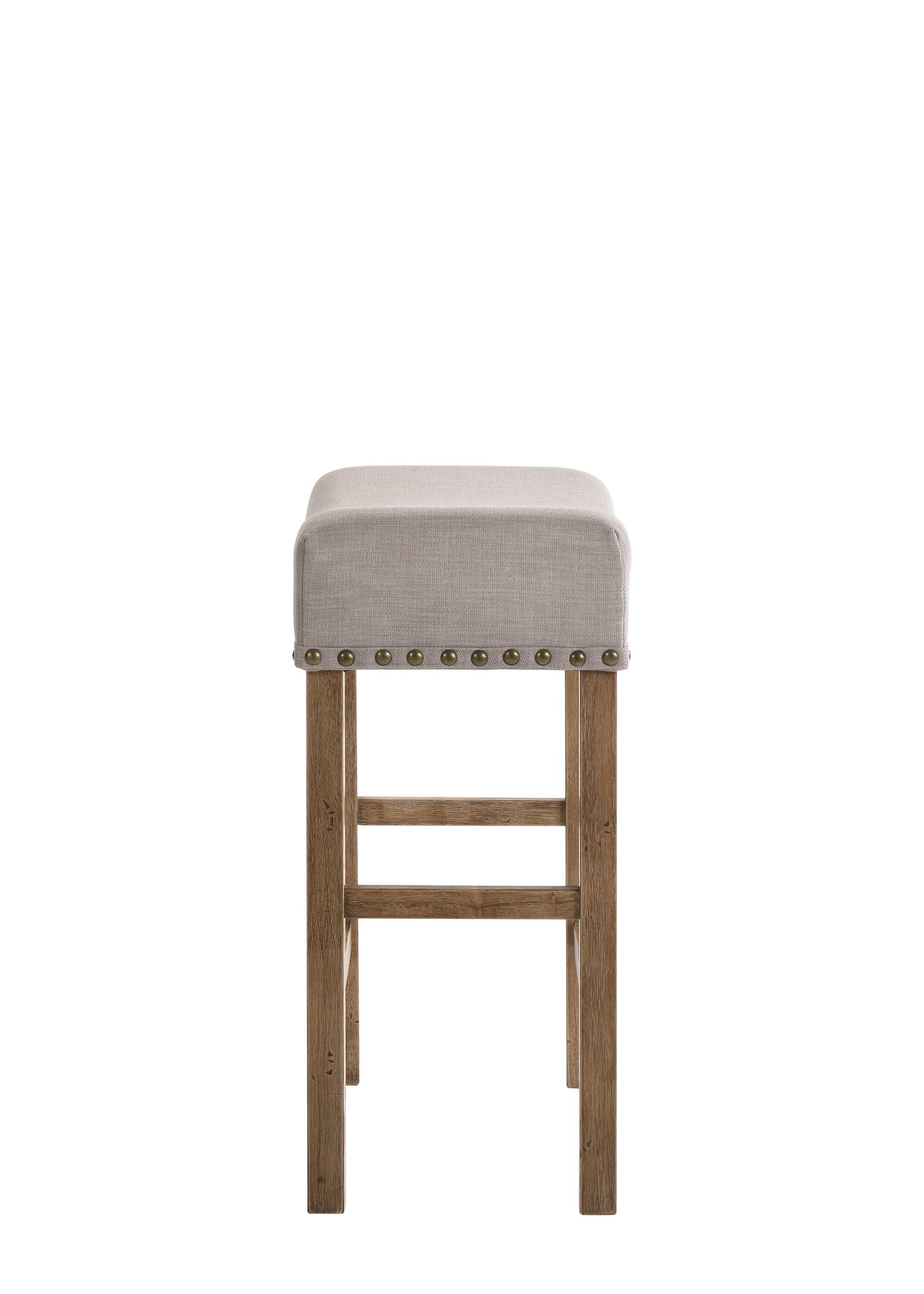 Martha II Counter Height Barstool: Weathered Oak, Upholstered Seat - Acme Furniture