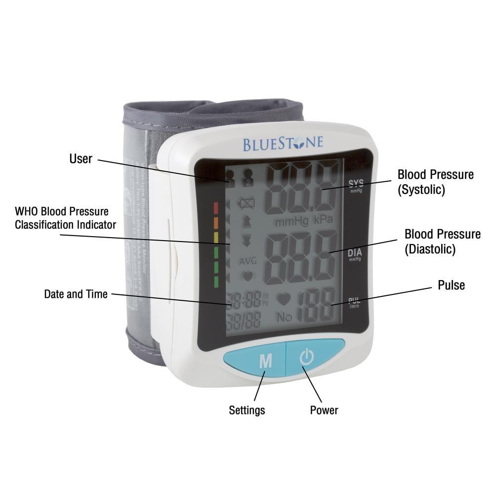 Fleming Supply Automatic Adjustable Cuff Wrist Blood Pressure Monitor With Digital LCD Display Screen