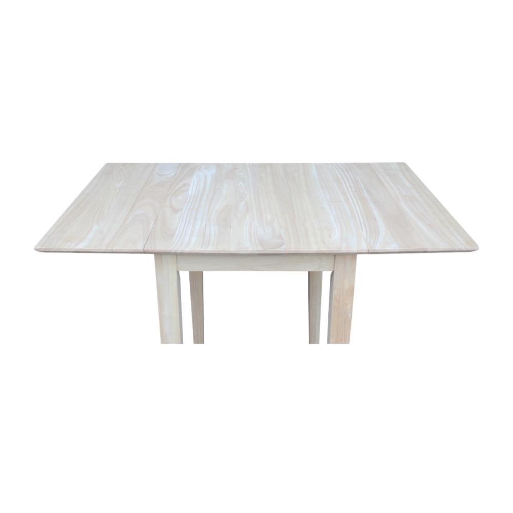 International Concepts Solid Wood Drop Leaf Casual Kitchen and Dining Table - Unfinished