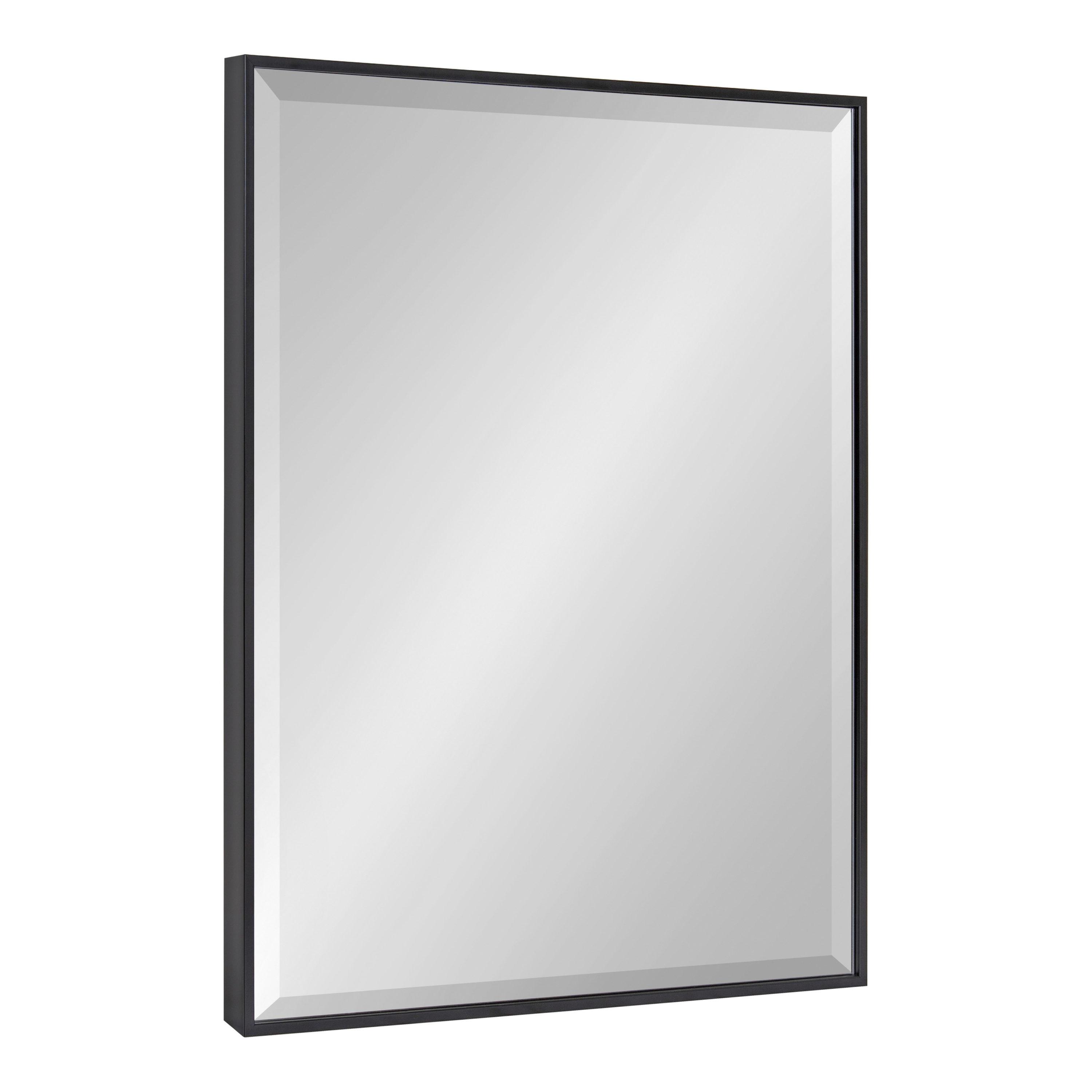 22.7" x 28.7" Rhodes Rectangle Wall Mirror Black - Kate & Laurel: Modern Beveled, No Assembly Required