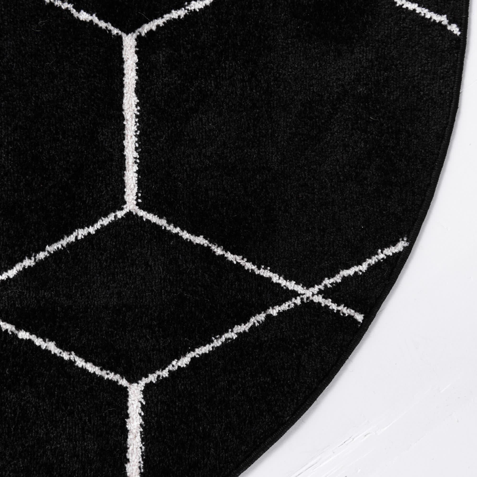 Unique Loom 5' 0 x 5' 0 Trellis Frieze Black Area Rug