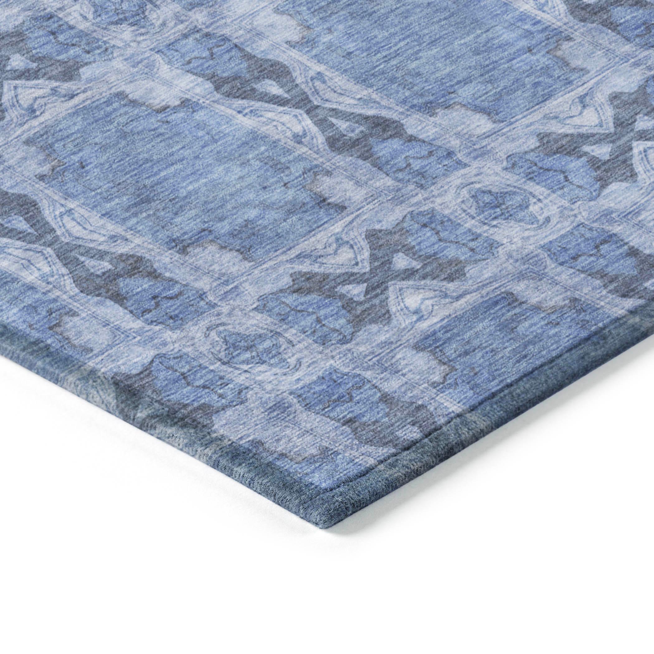 Denim Blue Flat Woven Synthetic 5' x 7'6" Area Rug