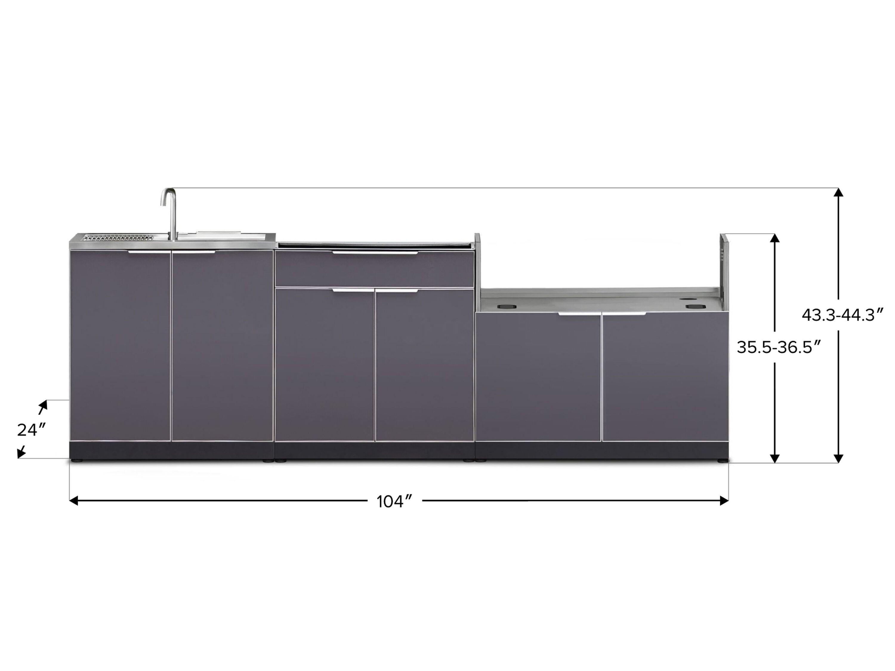 Outdoor Kitchen Aluminum 104" W x 23" D x 44.3" H 3-Piece Modular Cabinet Set