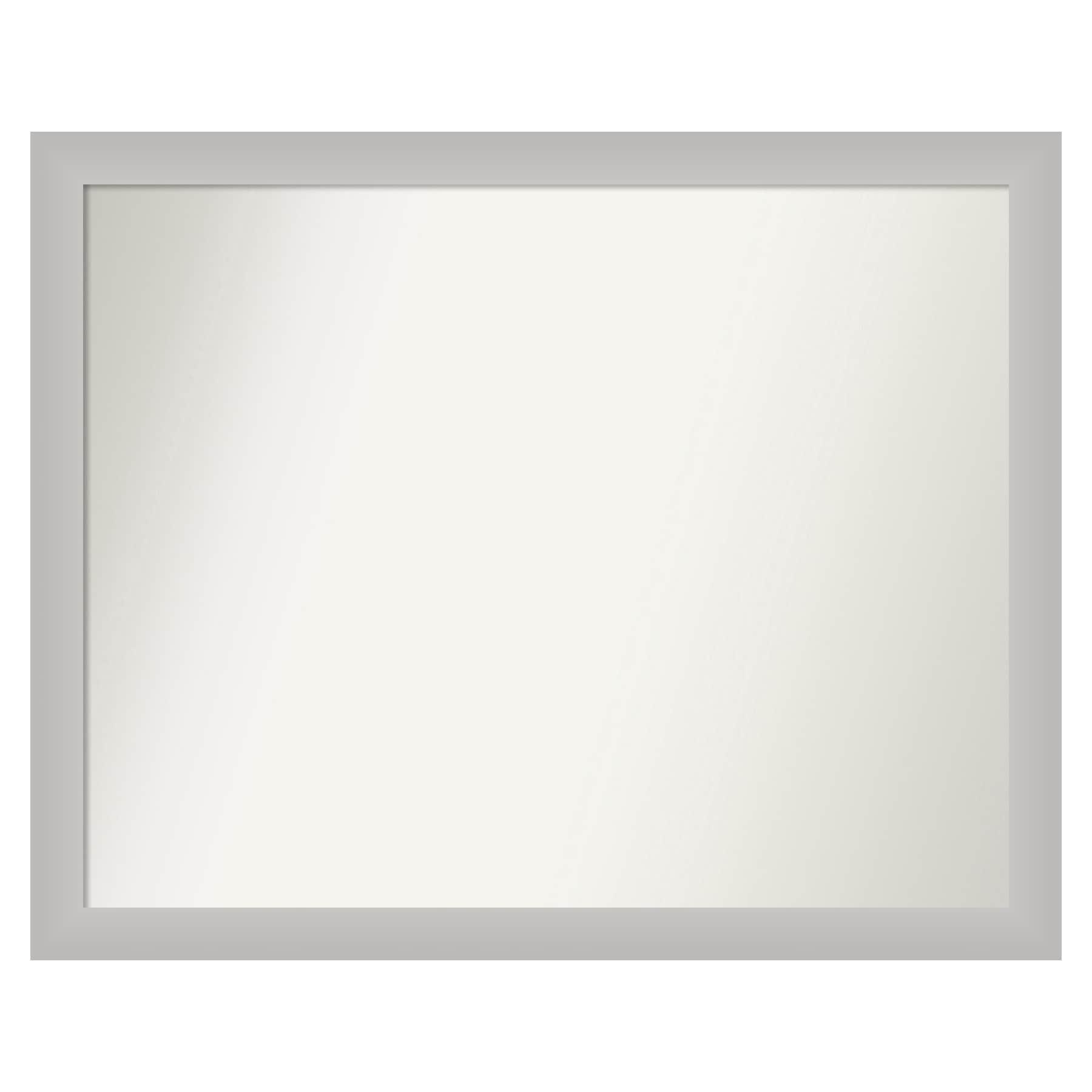 31" x 25" Non-Beveled Low Luster Wood Bathroom Wall Mirror Silver - Amanti Art