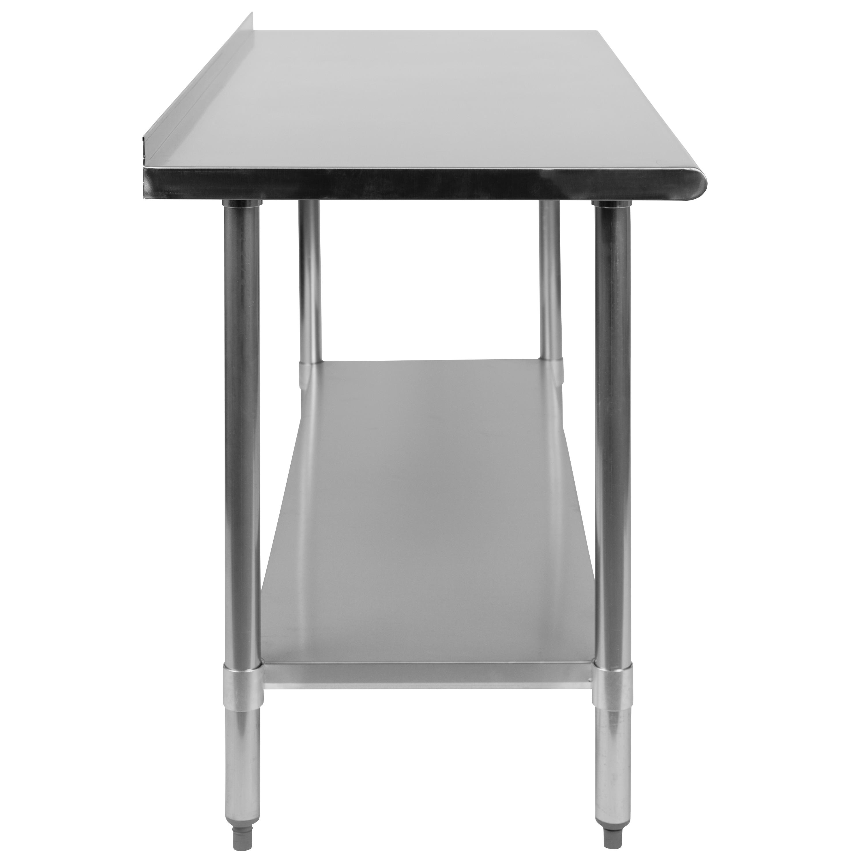 Woodford Stainless Steel Prep and Work Table with Backsplash and Undershelf by Flash Furniture