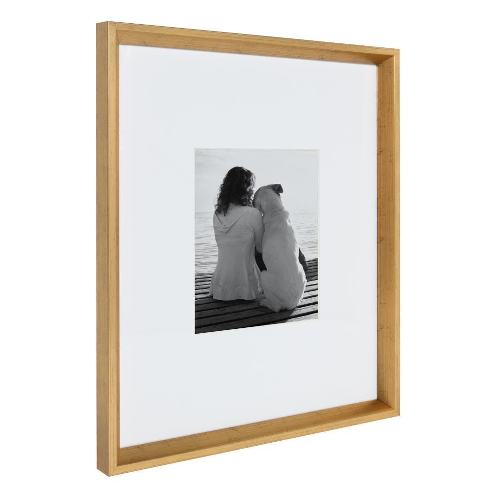 Kate and Laurel Calter Modern Wall Picture Frame Set, Gold 16x20 matted to 8x10, Pack of 3, Portrait Photo Frames for Wall Display