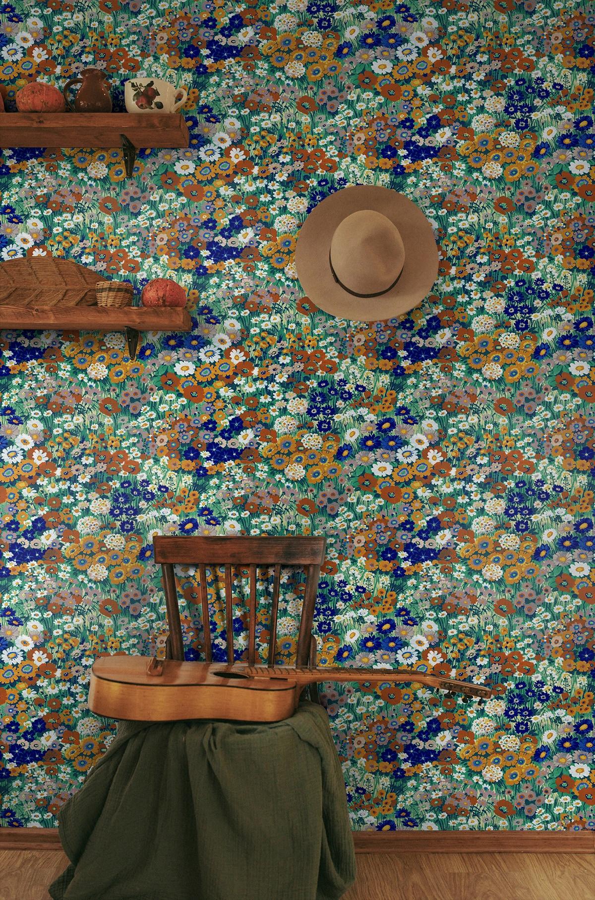 NextWall Floral Summer Glades & Terra Cotta Meadow Peel and Stick Wallpaper