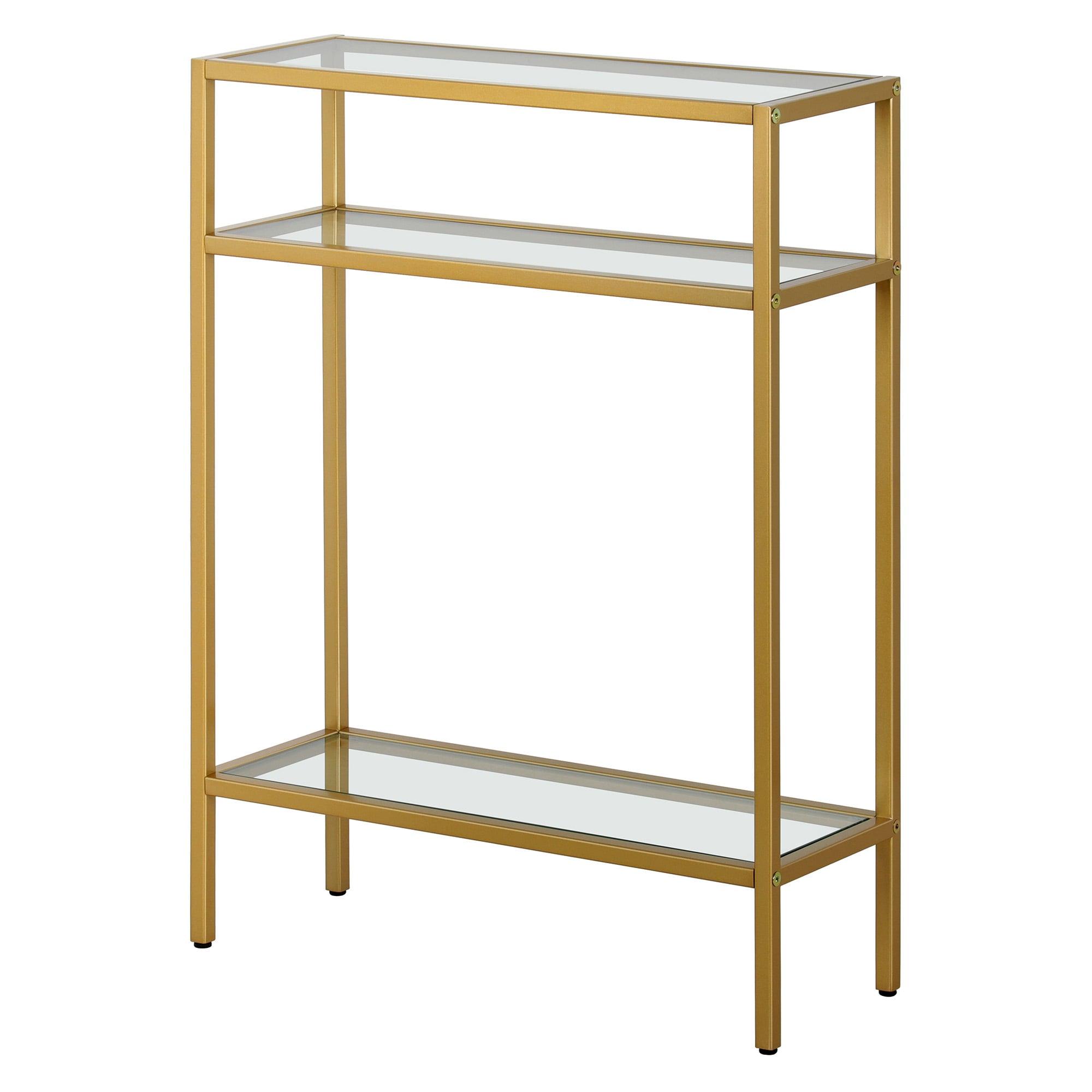 Evelyn&Zoe Siviline 22" Wide Rectangular Console Table, Brass