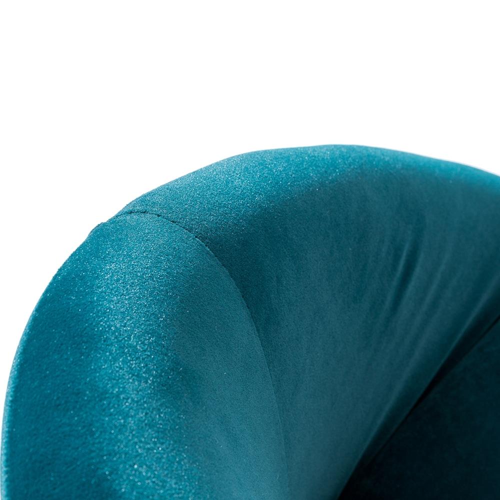 Velvet Swivel Rolling Home Office Chair Height Adjustable Computer Task Chair Metal Base Bedroom Teal