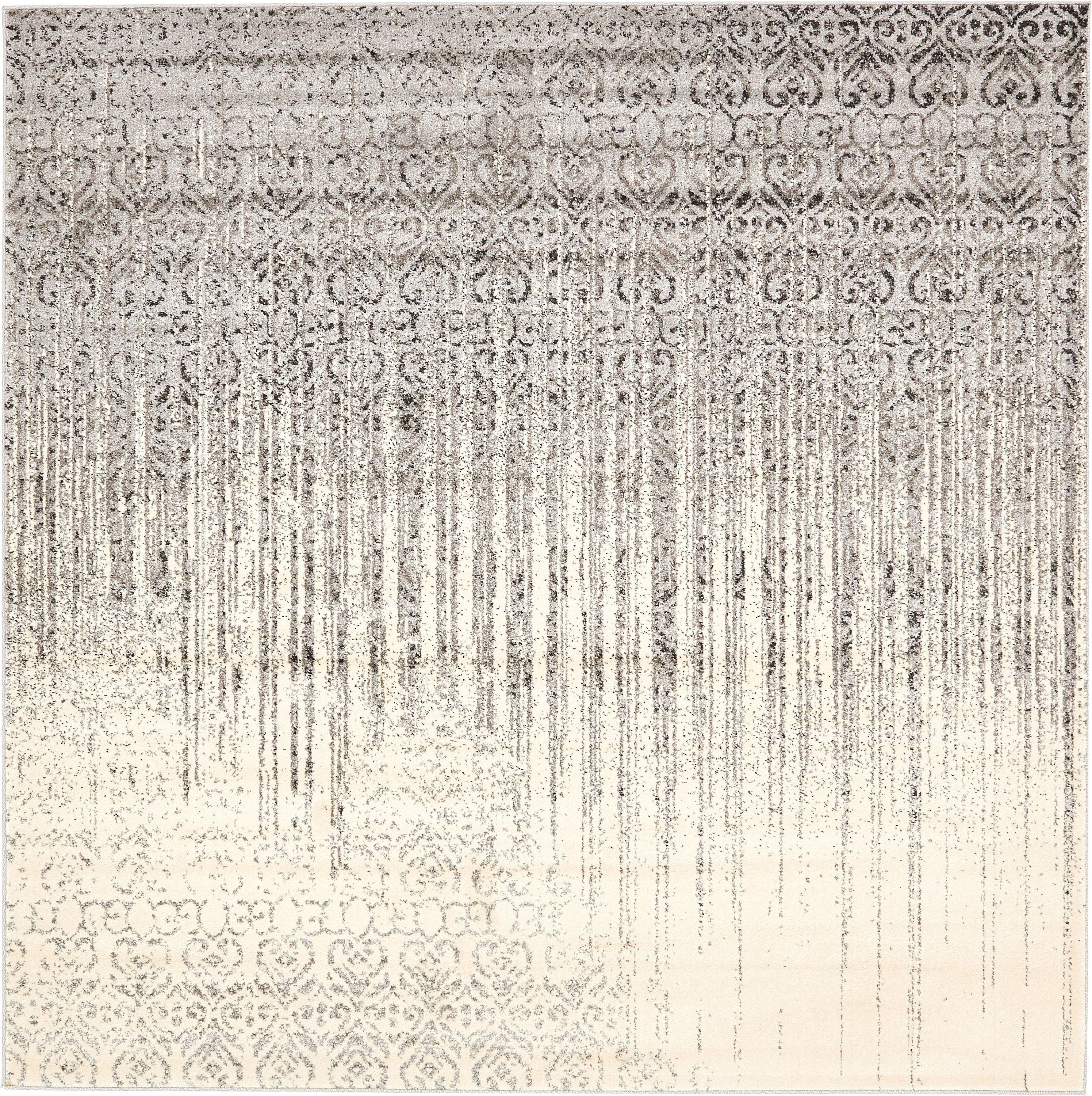 Unique Loom Del Mar Collection Area Rug - Jennifer (7' 10" Square, Gray/ Black)