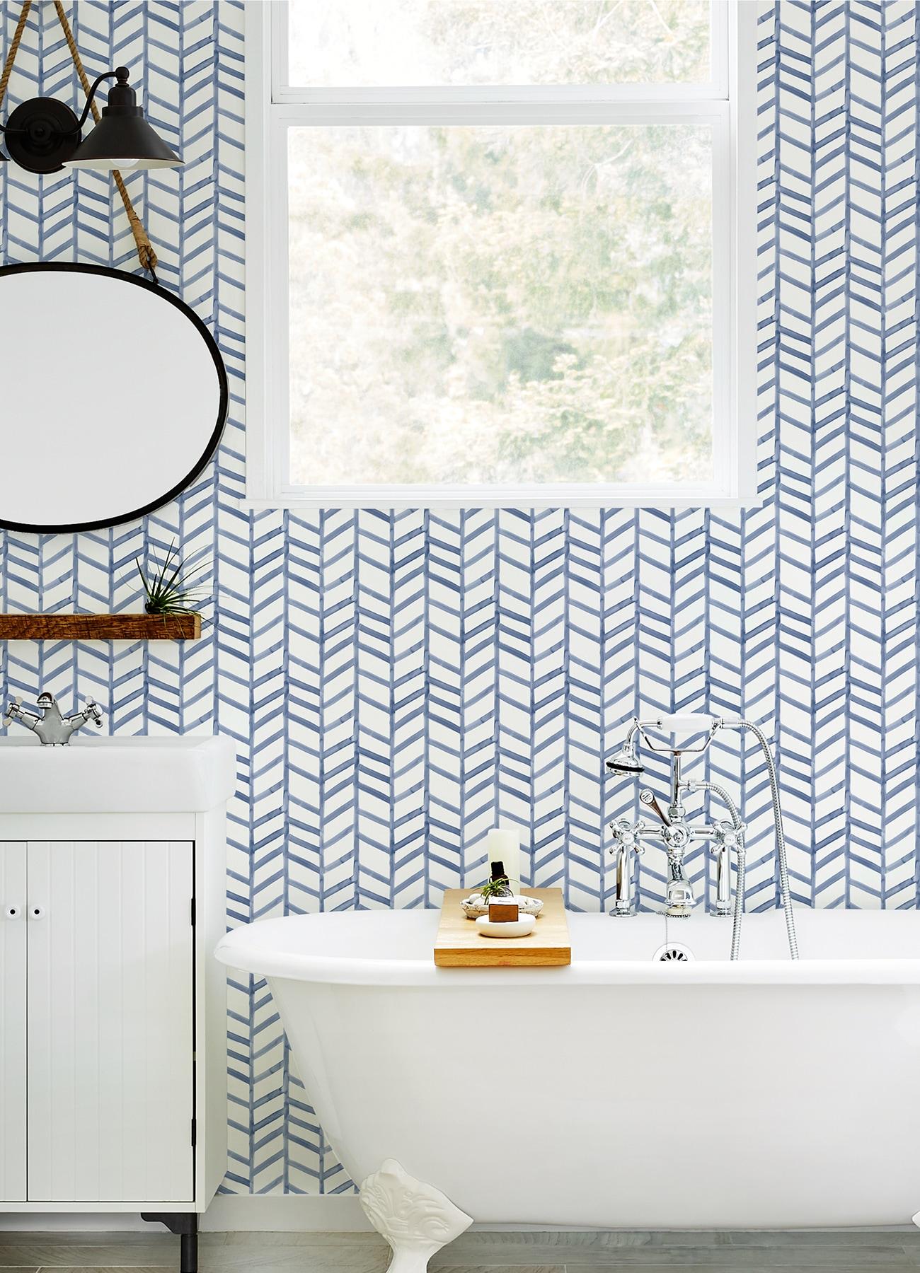 Chesapeake Fletching Navy Geometric Wallpaper