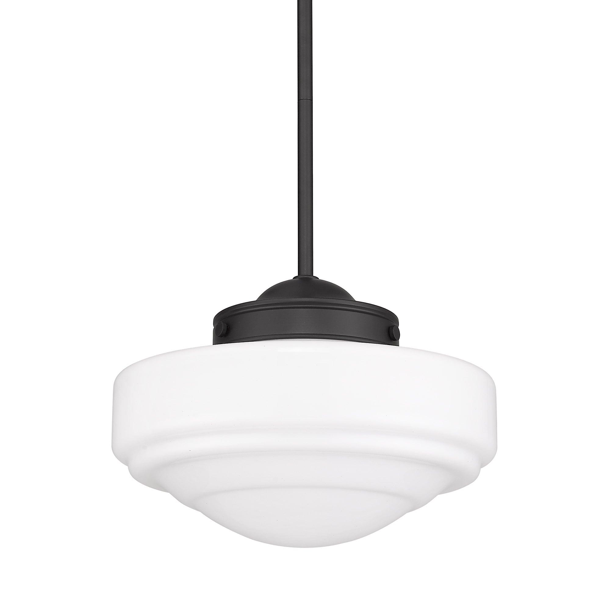 Golden Lighting Ingalls 1-Light Pendant in Matte Black with Vintage Milk Glass