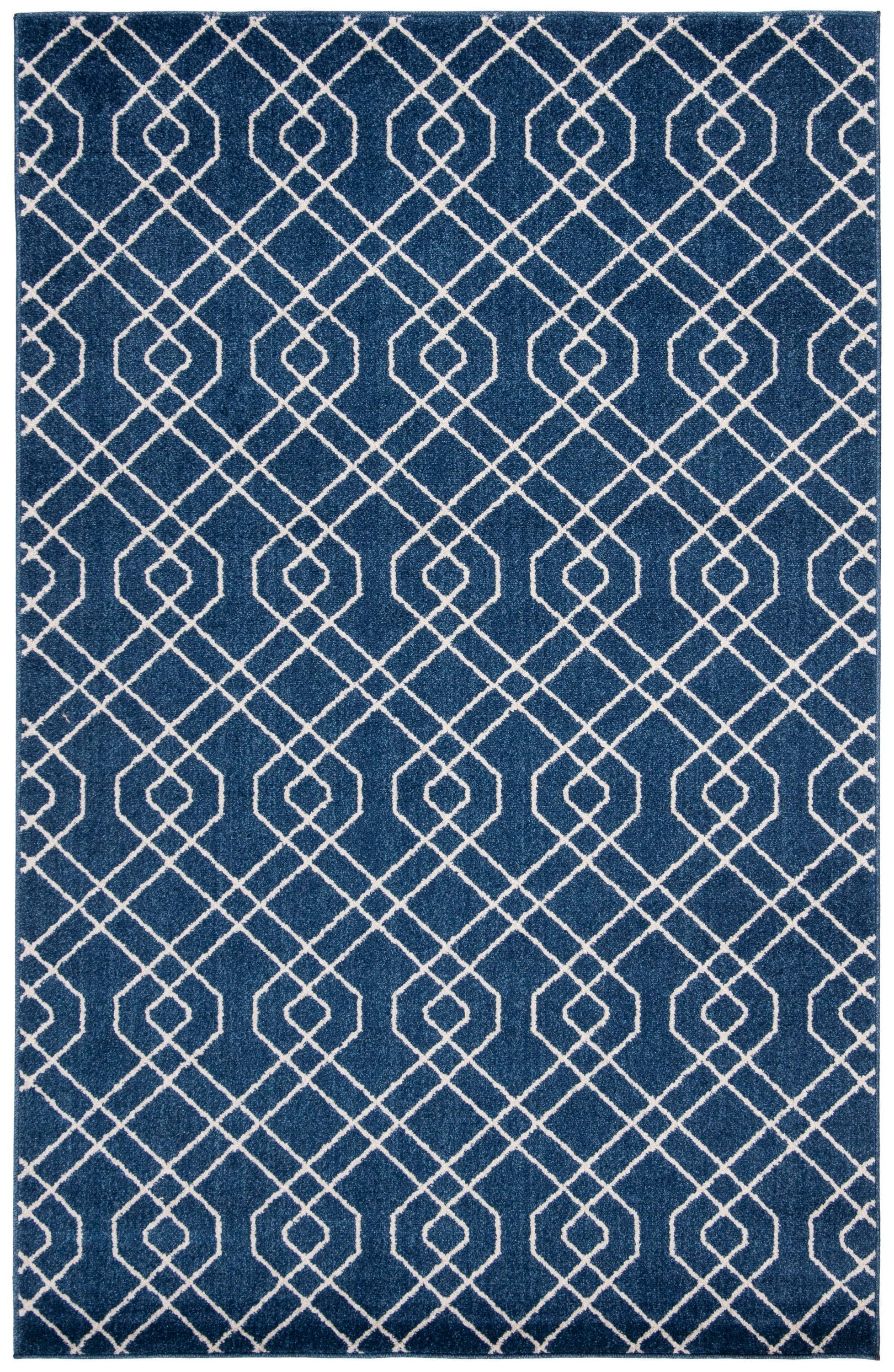 Amherst AMT407 Power Loomed Area Rug - Navy/Beige - 5'3"x8' - Safavieh.