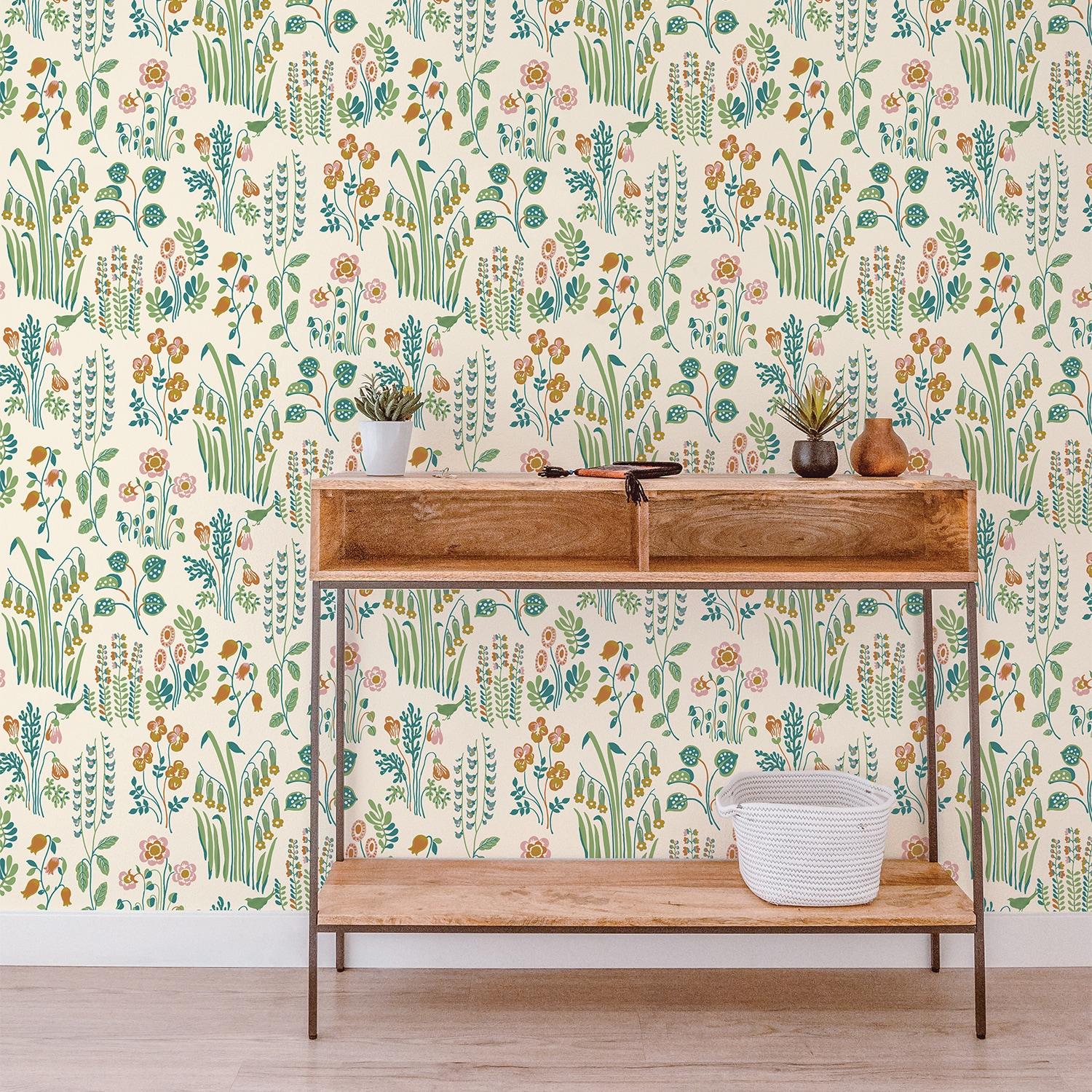 Multicolor Floral Self-Adhesive Removable Peel and Stick Wallpaper