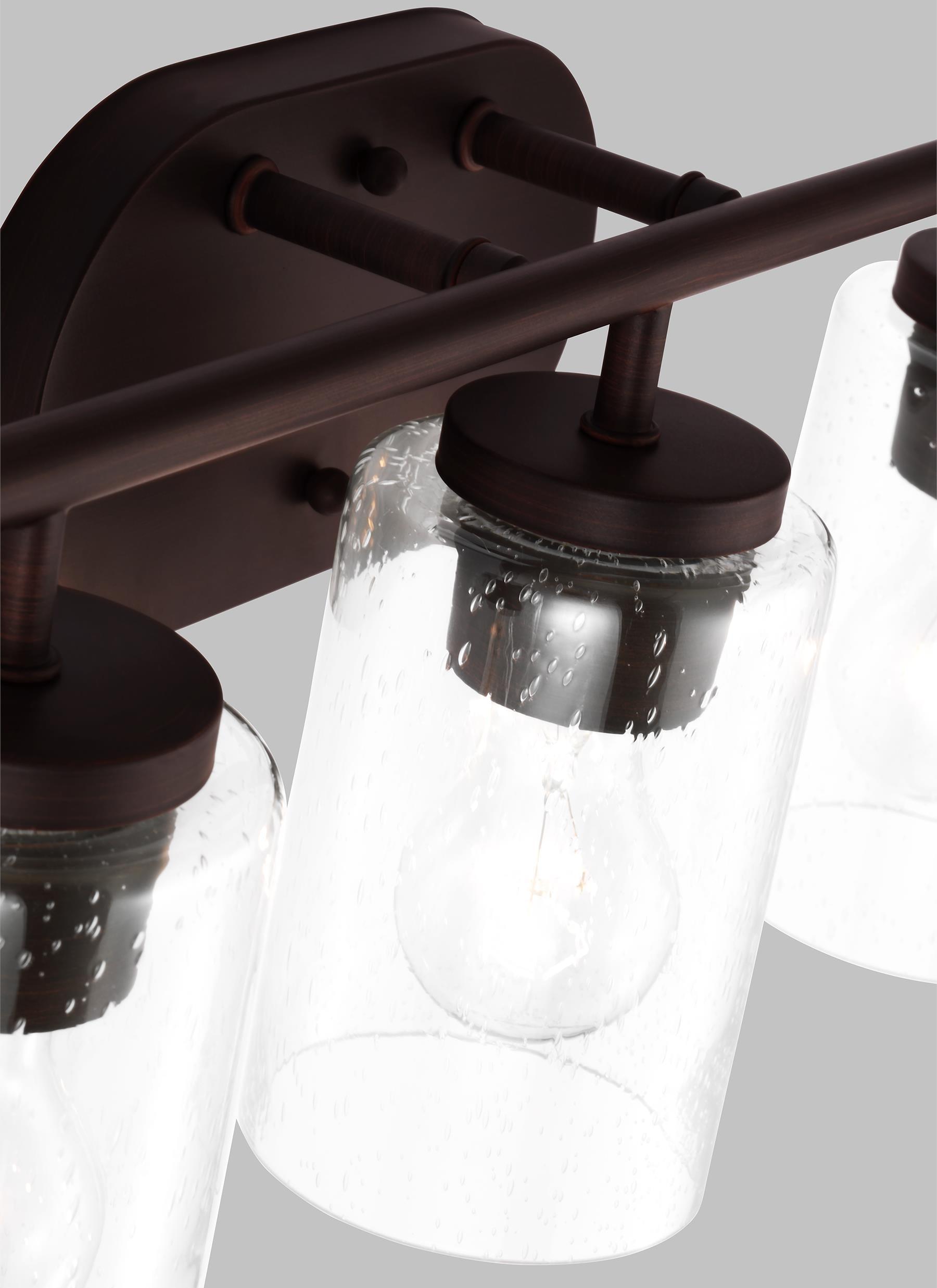 Oslo Bronze 3-Light Vanity Fixture with Clear Seeded Glass