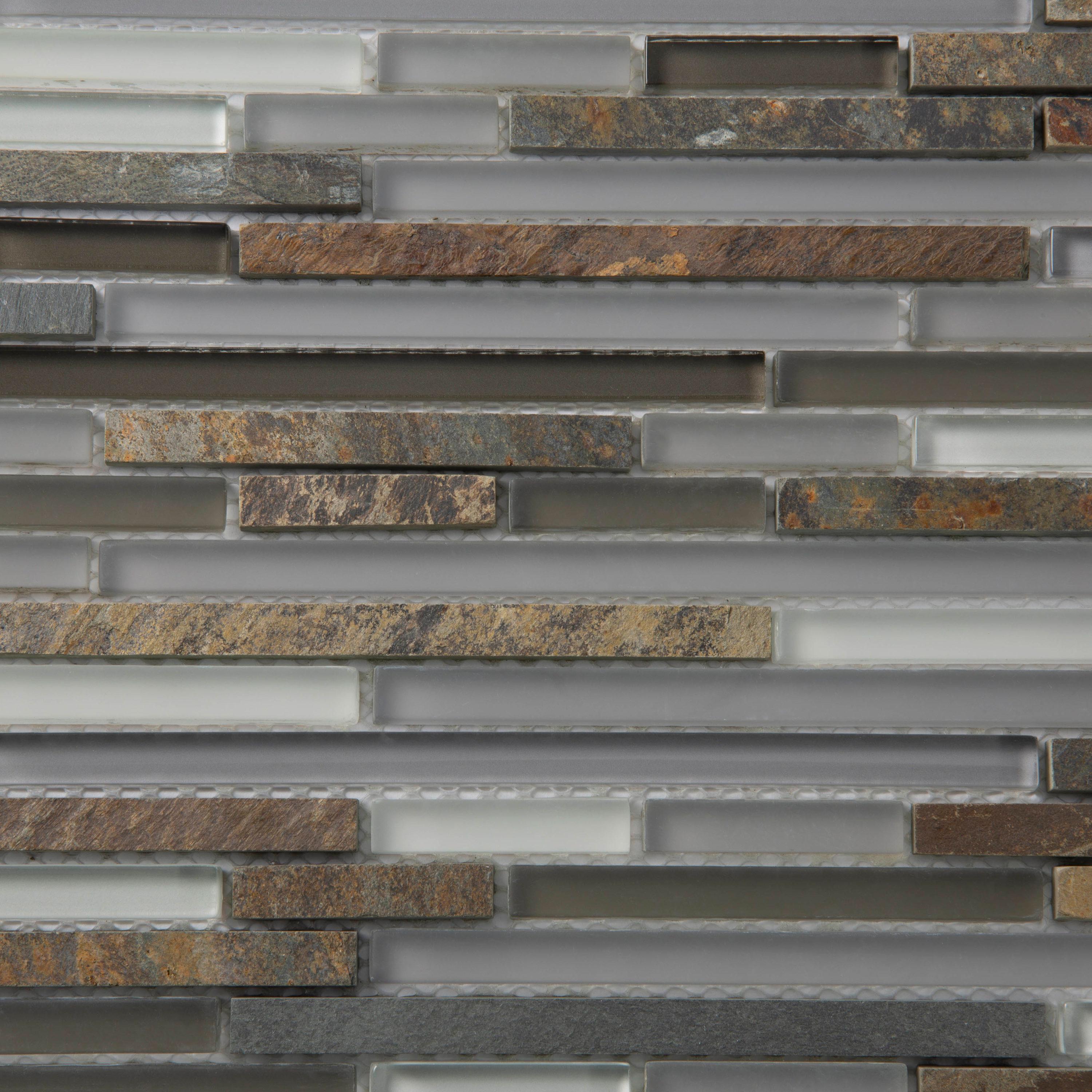 Apollo Tile   5 pack 11.8-in x 11.8-in Waterfall Gray and Beige Glass and Stone Mosaic Tile (4.83 Sq ft/case)