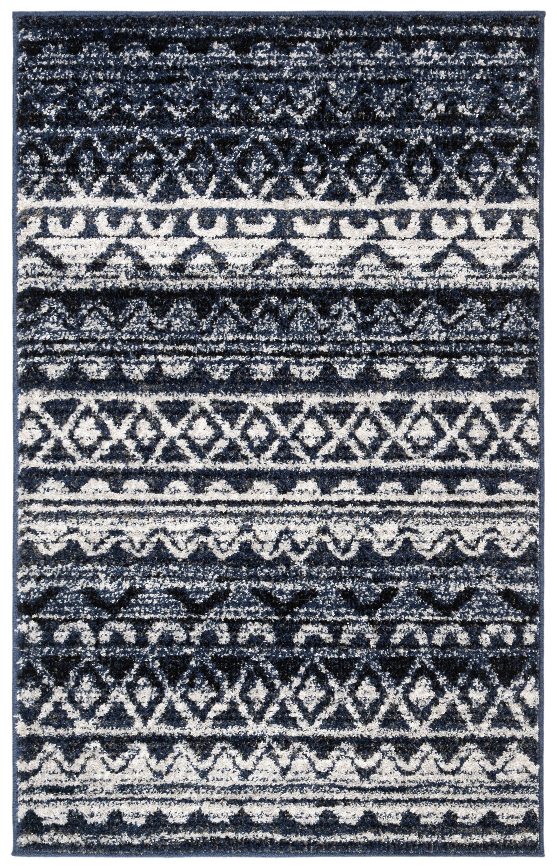 Adirondack ADR119 Machine Made Indoor Accent Rug - Ivory/Navy - 2'-6"x4' - Safavieh