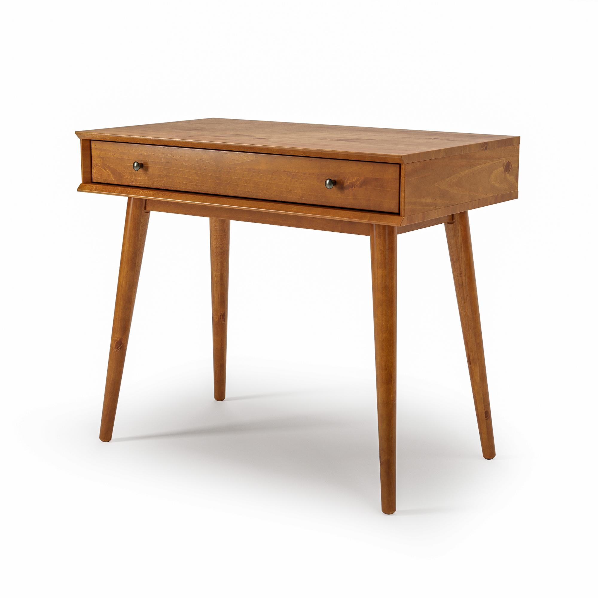 Camaflexi Mid Century Modern Desk Solid Wood Writing Table for Small Spaces, Brown