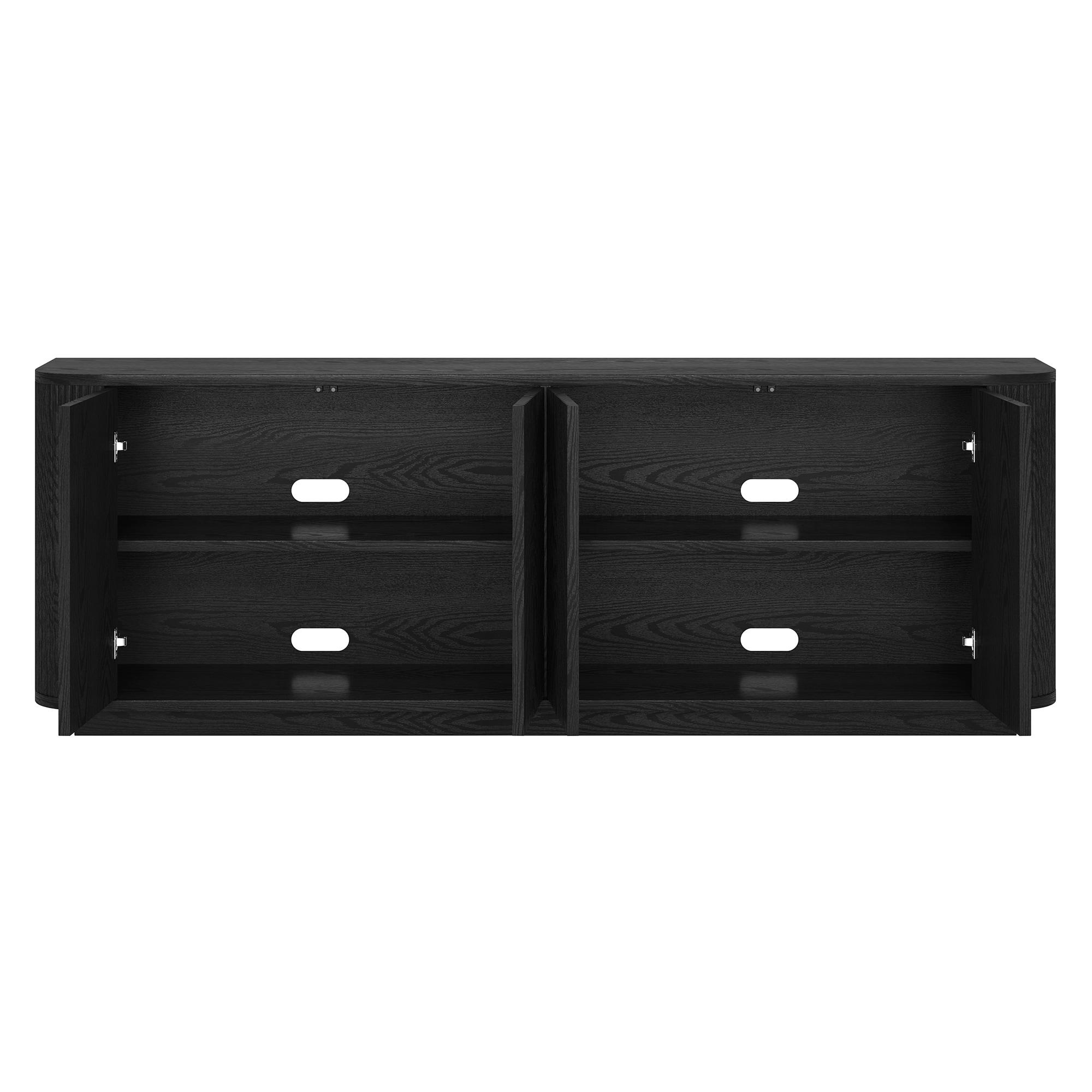 Evelyn&Zoe Canton Transitional TV Stand For TVs up to 75", Black Grain
