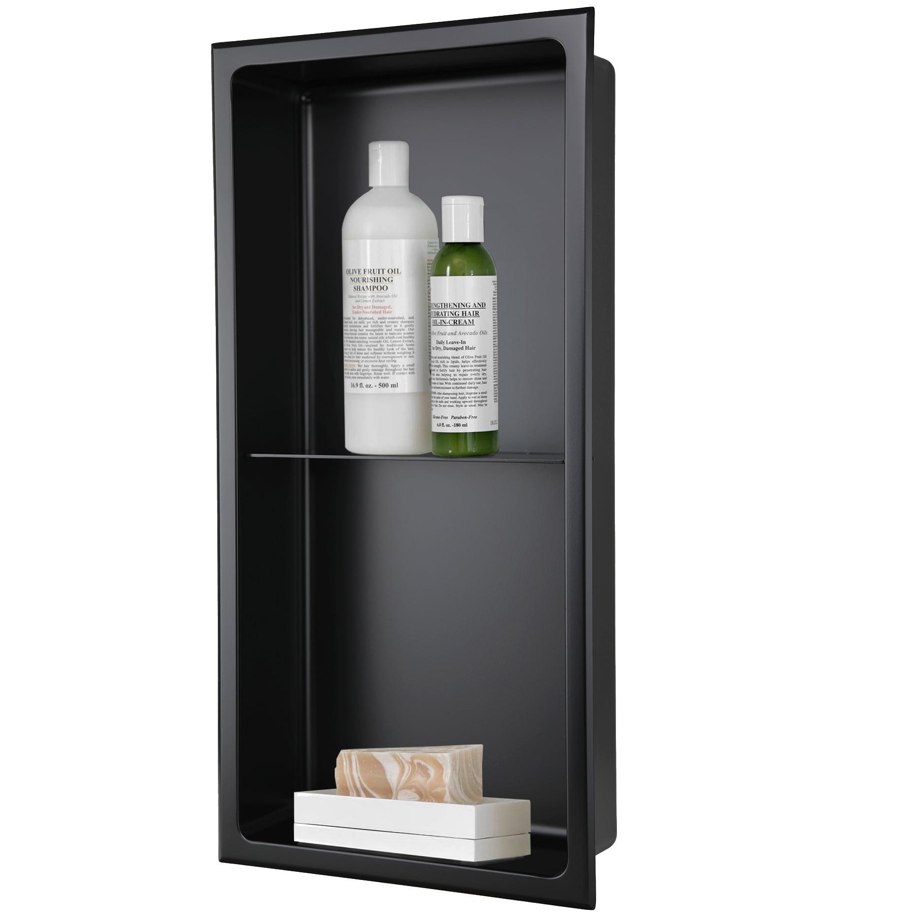 12 In. W X 24 In. H X 4 In. D 18-Gauge Stainless Steel Double Shelf Shower Niche