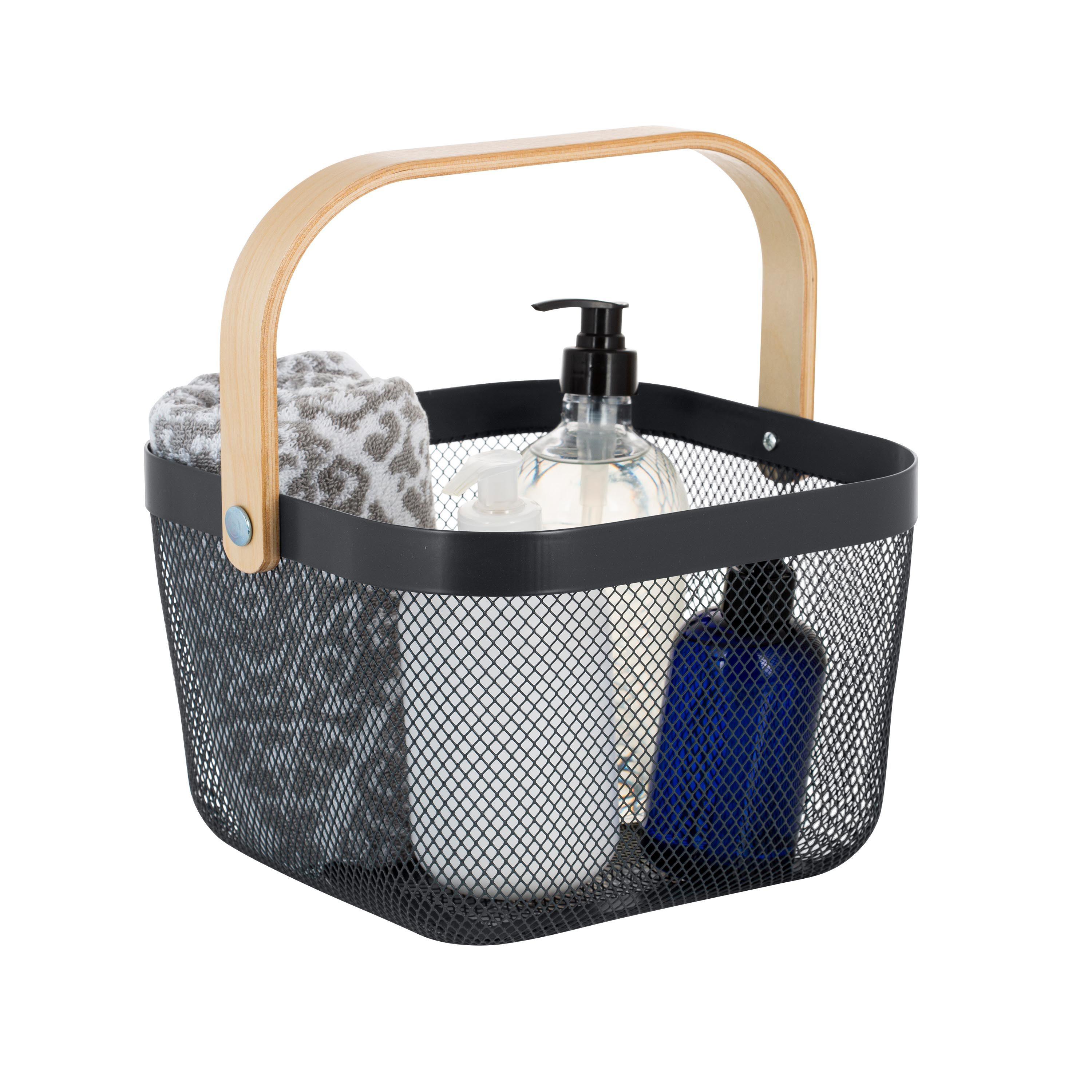 Simplify Mesh Tote with Bamboo Handle Gray