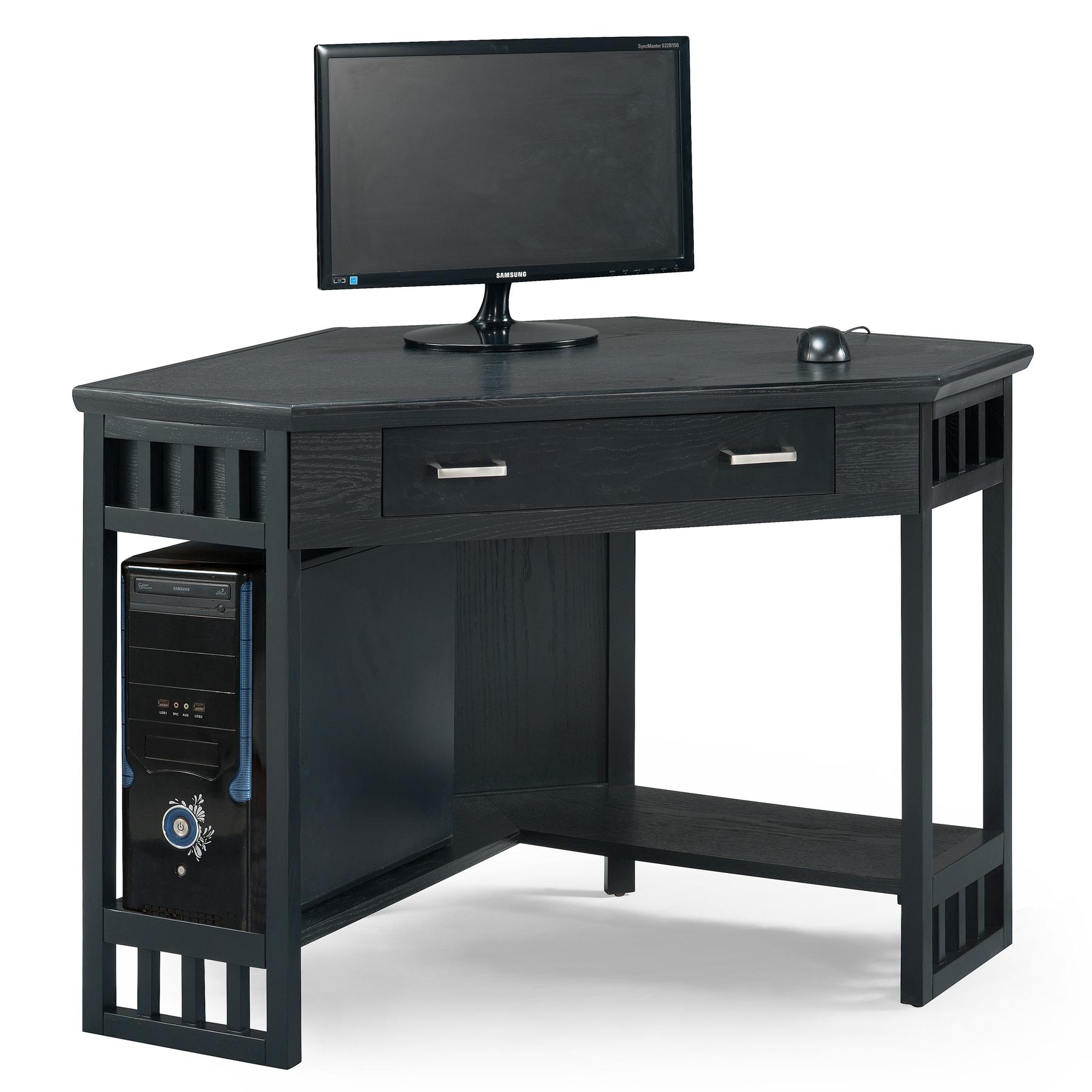 Leick Furniture Corner Computer Wood Desk in Black