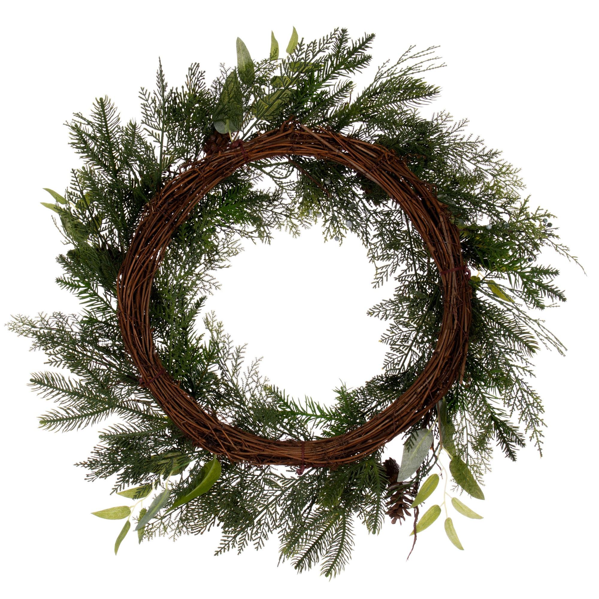 Vickerman 24" Cedar Pine Cone Twig Artificial Christmas Wreath, Unlit