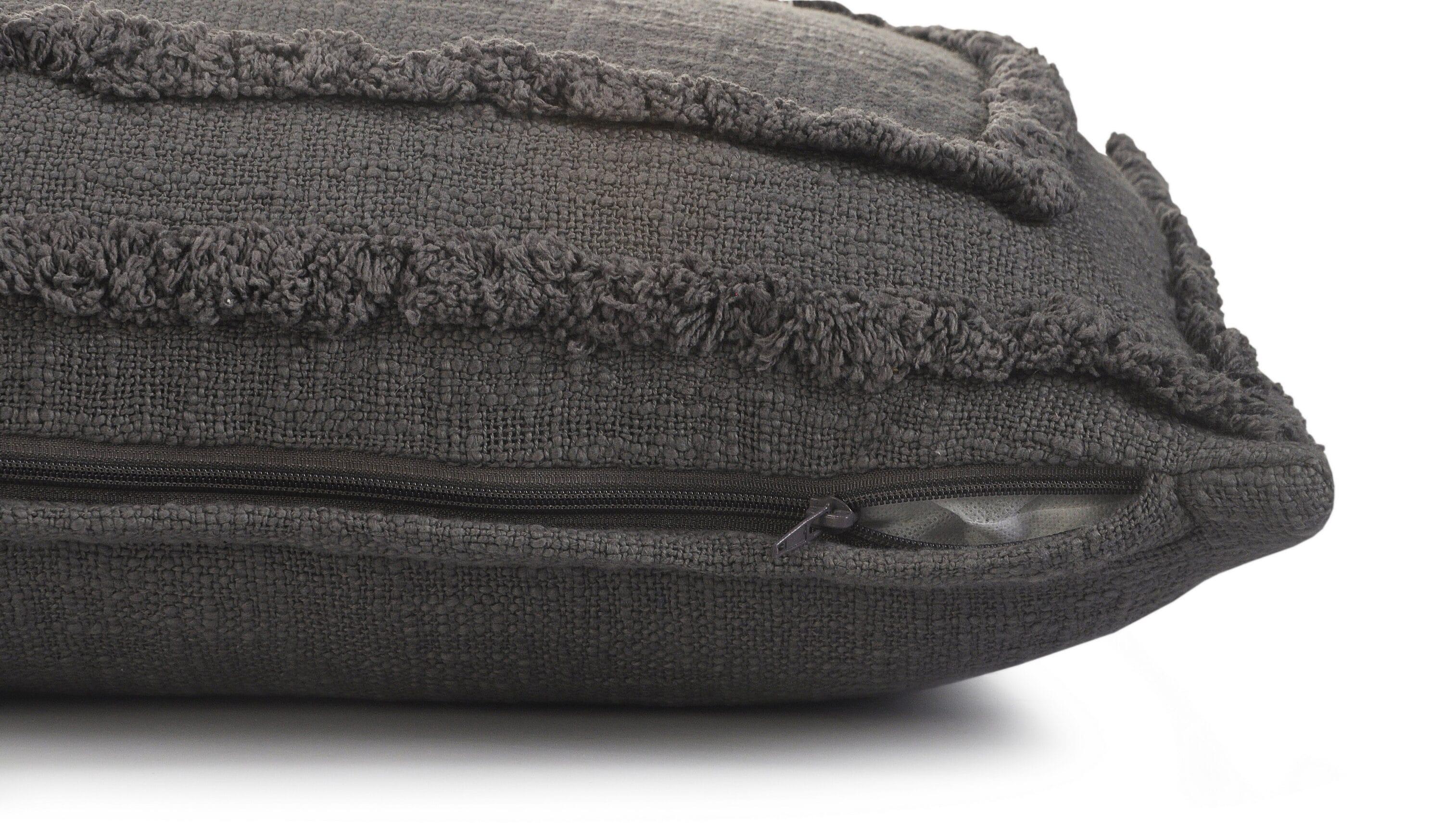 Ox Bay Modern Tufted Solid Lumbar Throw Pillow, 16" x 24" , Gray