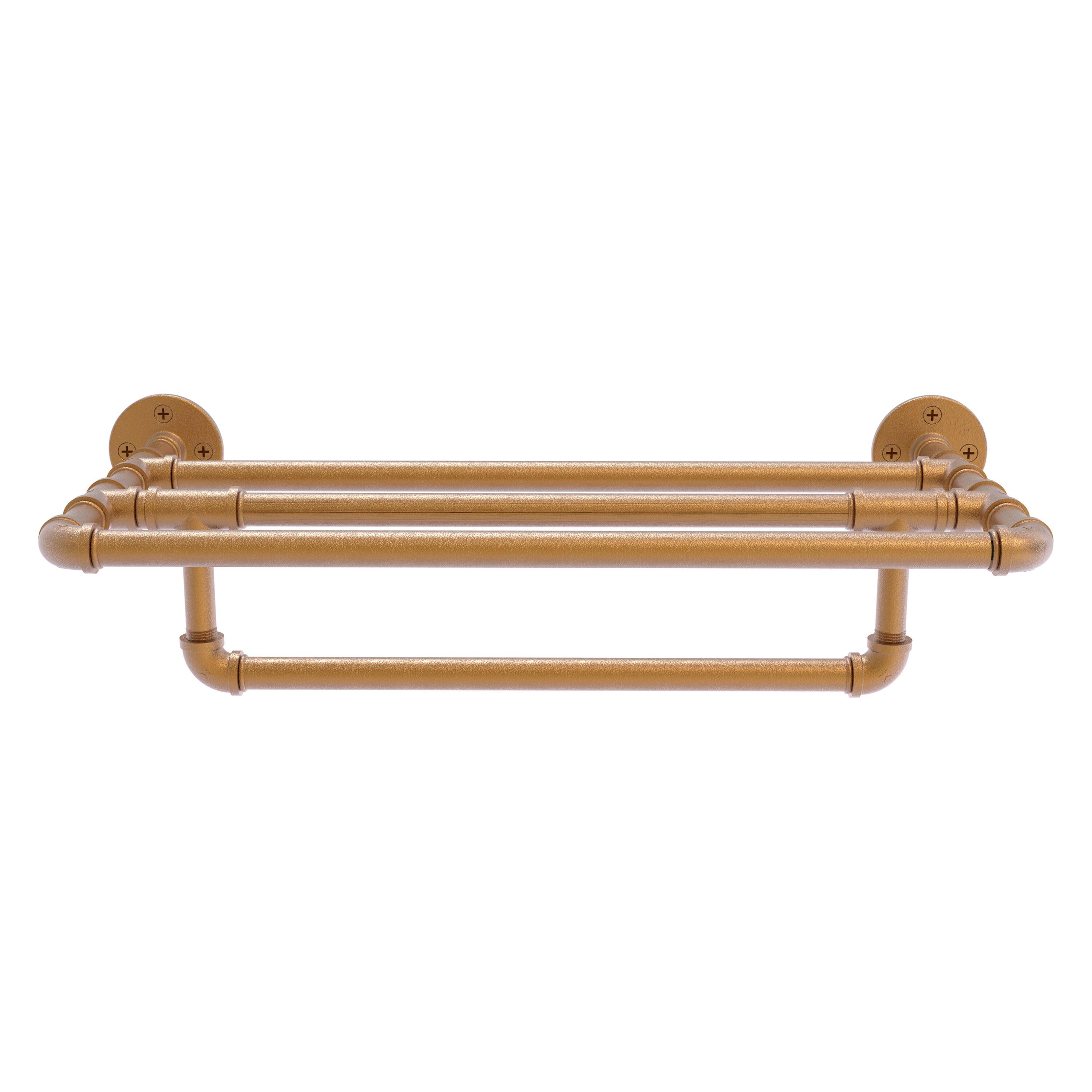 Pipeline Collection 18 Inch Wall Mounted Towel Shelf with Towel Bar