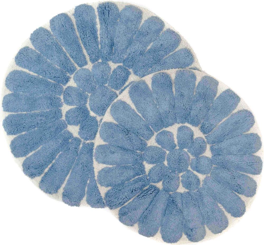 2pc Bursting Flower Bath Rug Set Light Blue - Chesapeake Merchandising: Cotton Tufted, Machine Washable, Non-Slip Backing