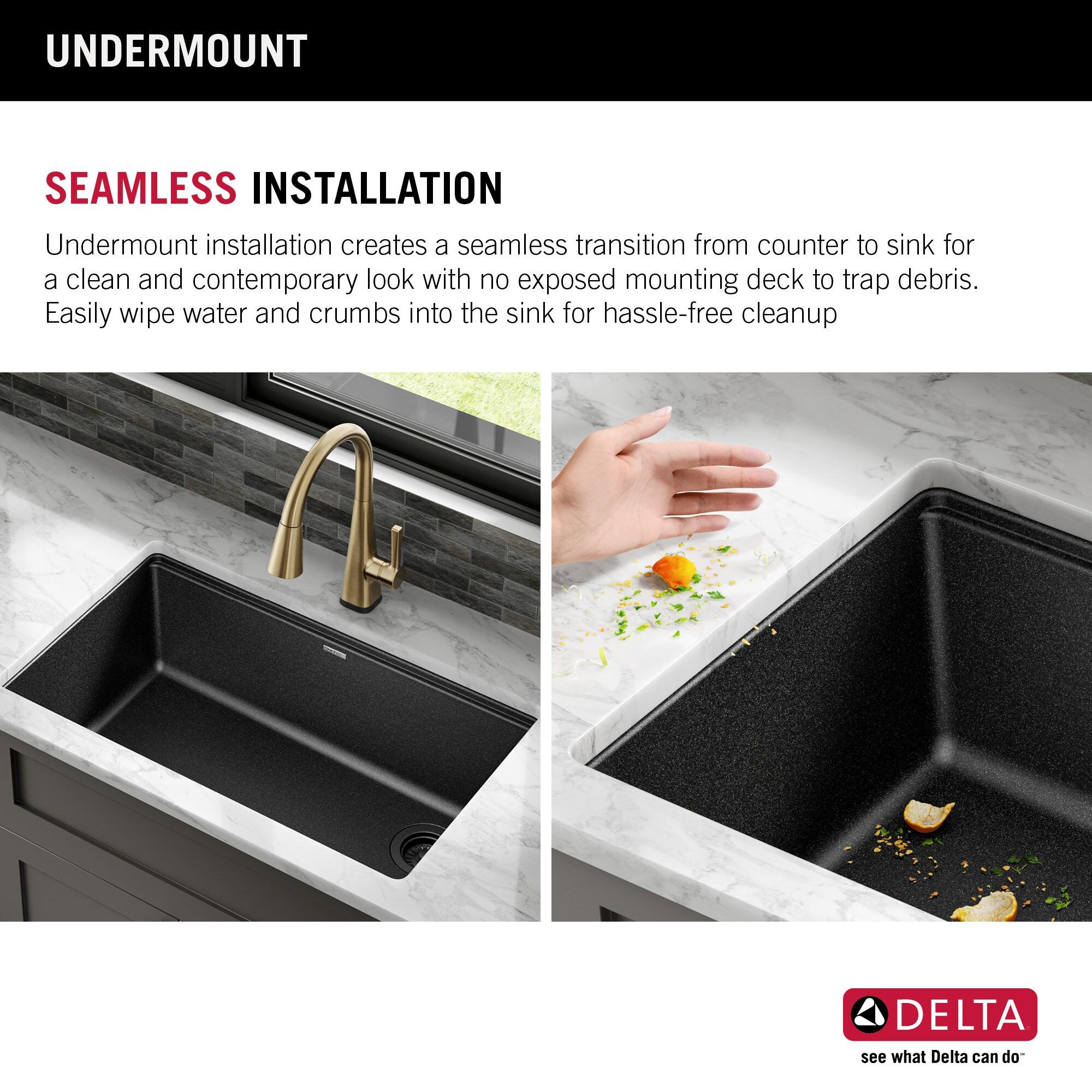 Delta Everest™ 32" L Granite Composite Workstation Kitchen Sink Undermount Single Bowl with WorkFlow™ Ledge