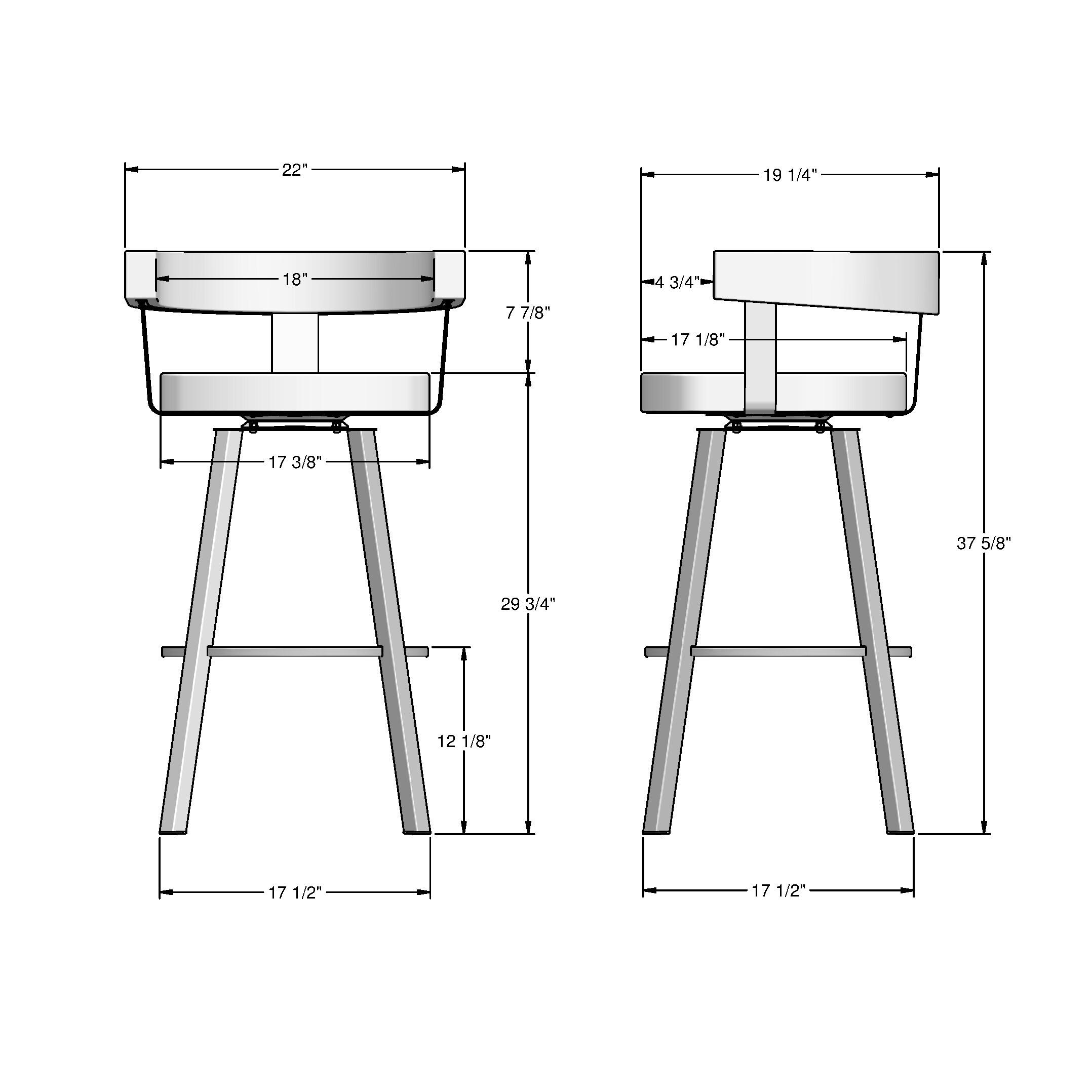 Amisco Parker 26 In. Swivel Counter Stool - Grey White Polyester / Black Metal