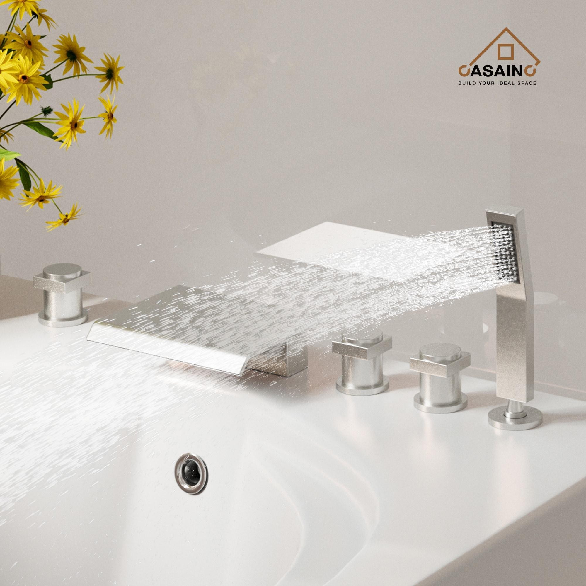 Single Handle Free Standing Bathtub Faucet with Diverter and Handshower