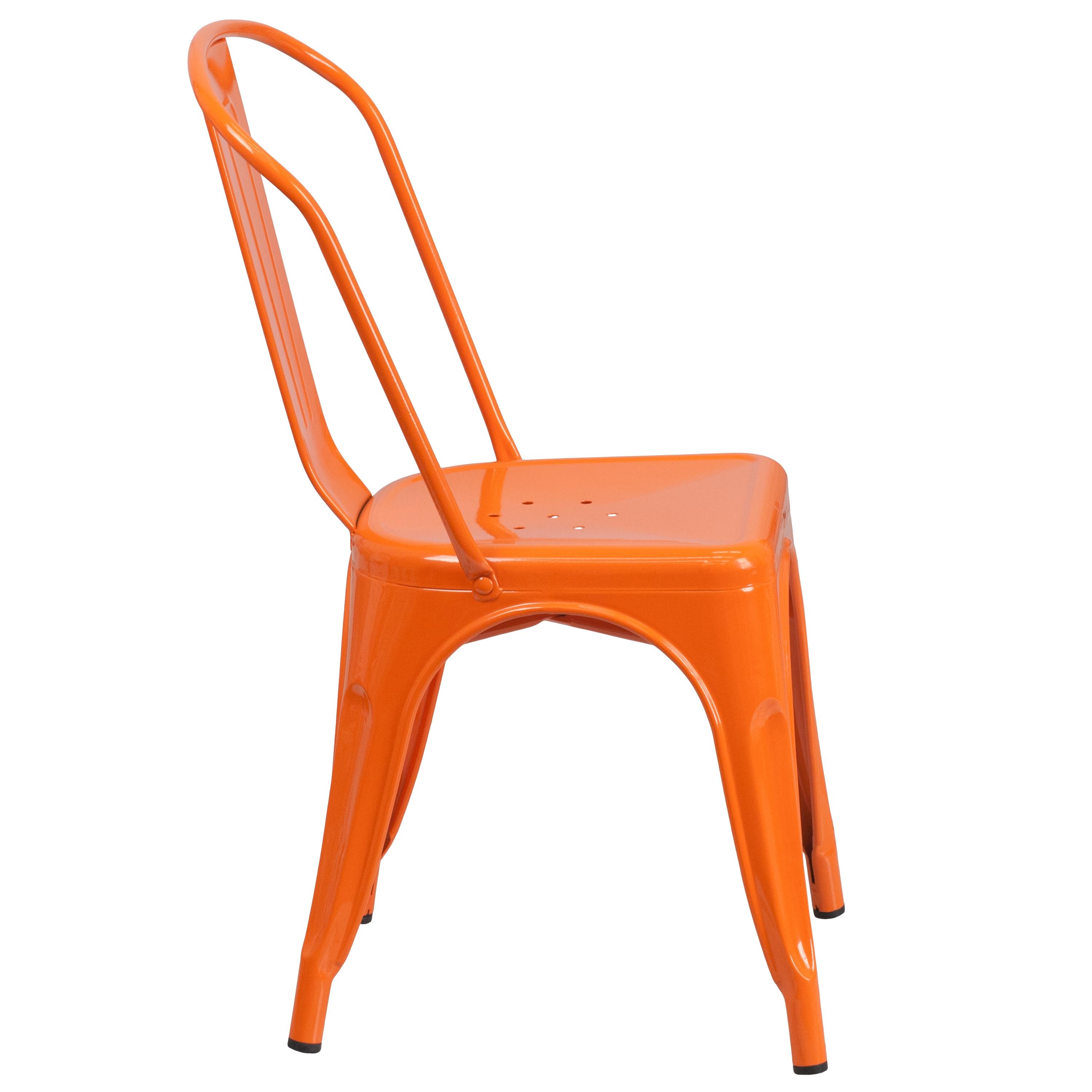 Flash Furniture Commercial Grade Orange Metal Indoor-Outdoor Stackable Chair