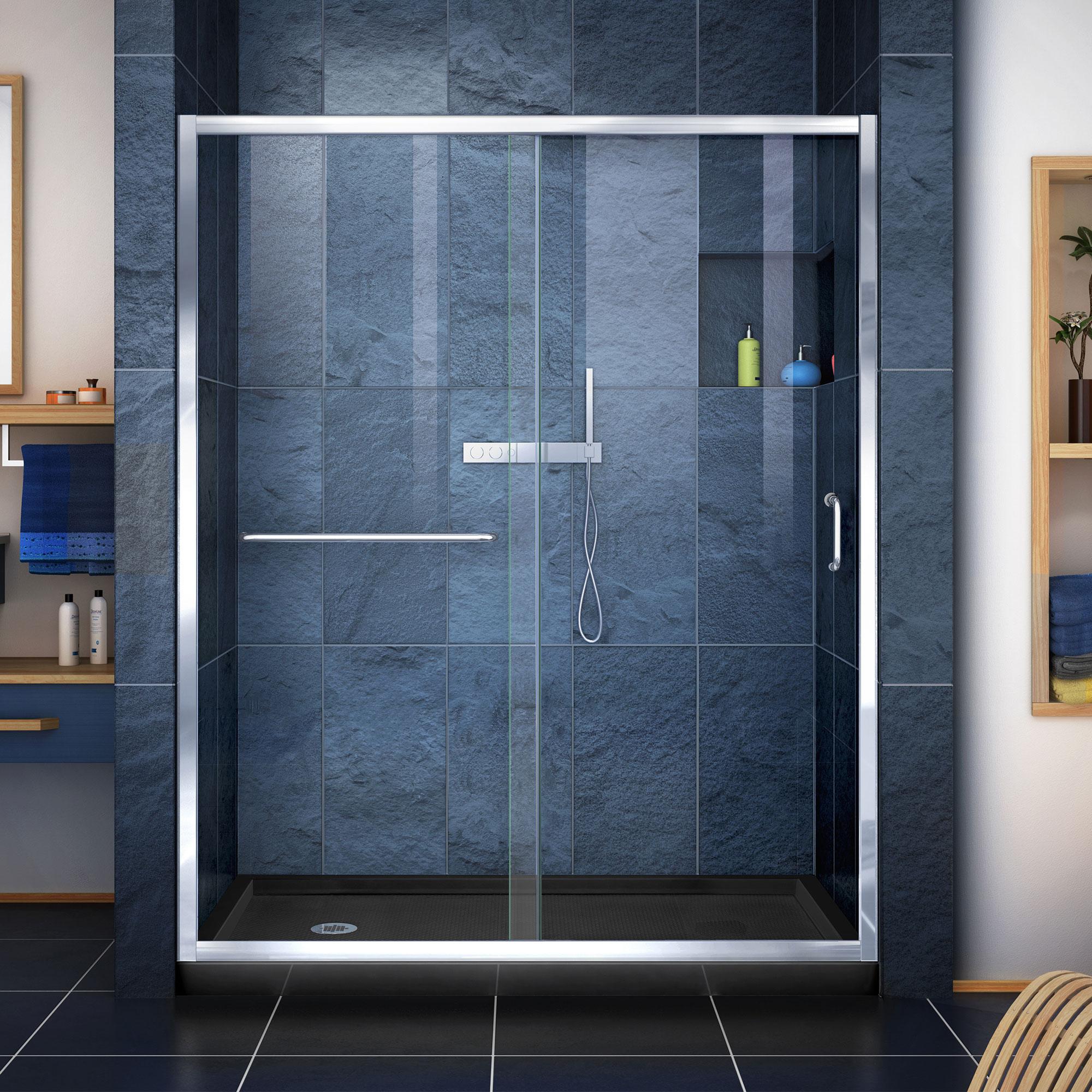 Infinity-Z 60" W x 74.75" H Semi-frameless Sliding Shower Kit