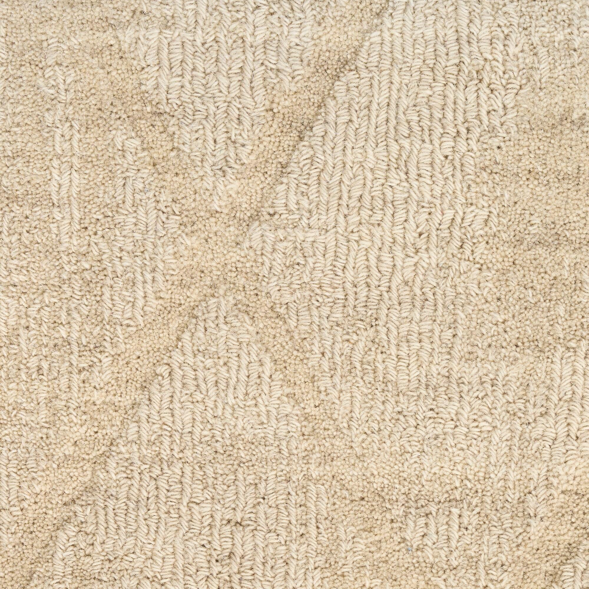 Nourison 5'3"x7'3" Wool Haven Modern Handwoven Area Rug Beige: Geometric Diamond Pattern, Medium Pile, Hand-Carved