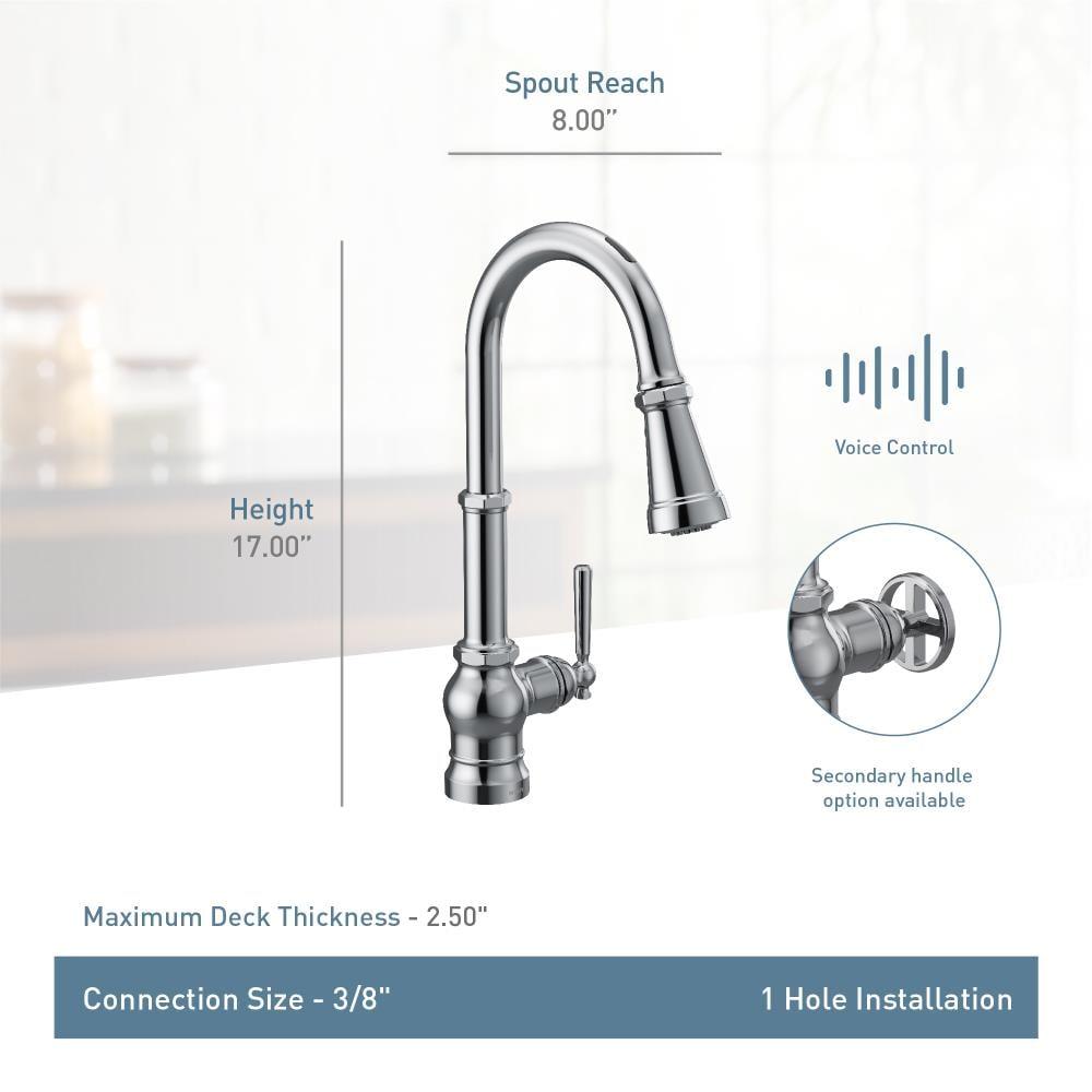 Moen Paterson Spot Resist Stainless Smart Faucet Touchless Pull Down Sprayer Kitchen Faucet with Voice Control and Power Boost, S72003EVSRS