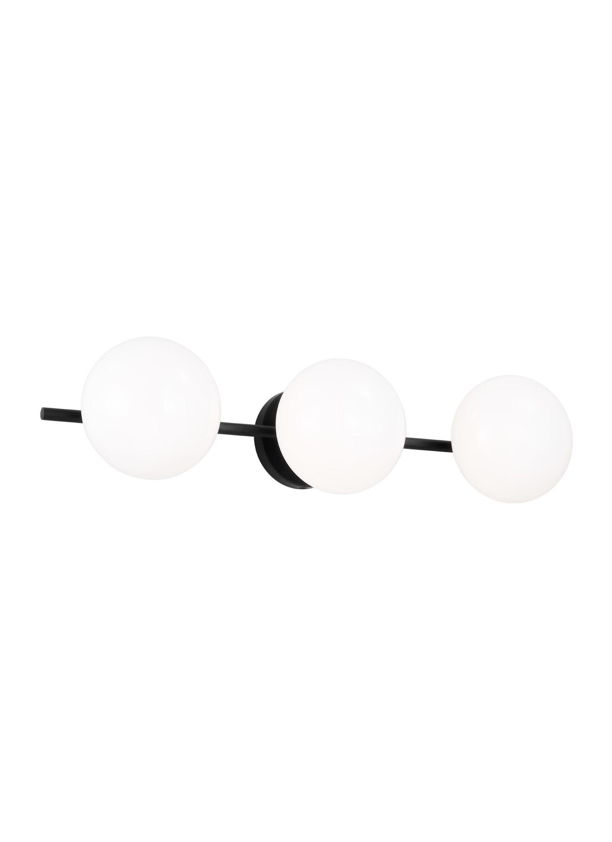 Aged Iron and Milk White Glass 3-Light Vanity Fixture