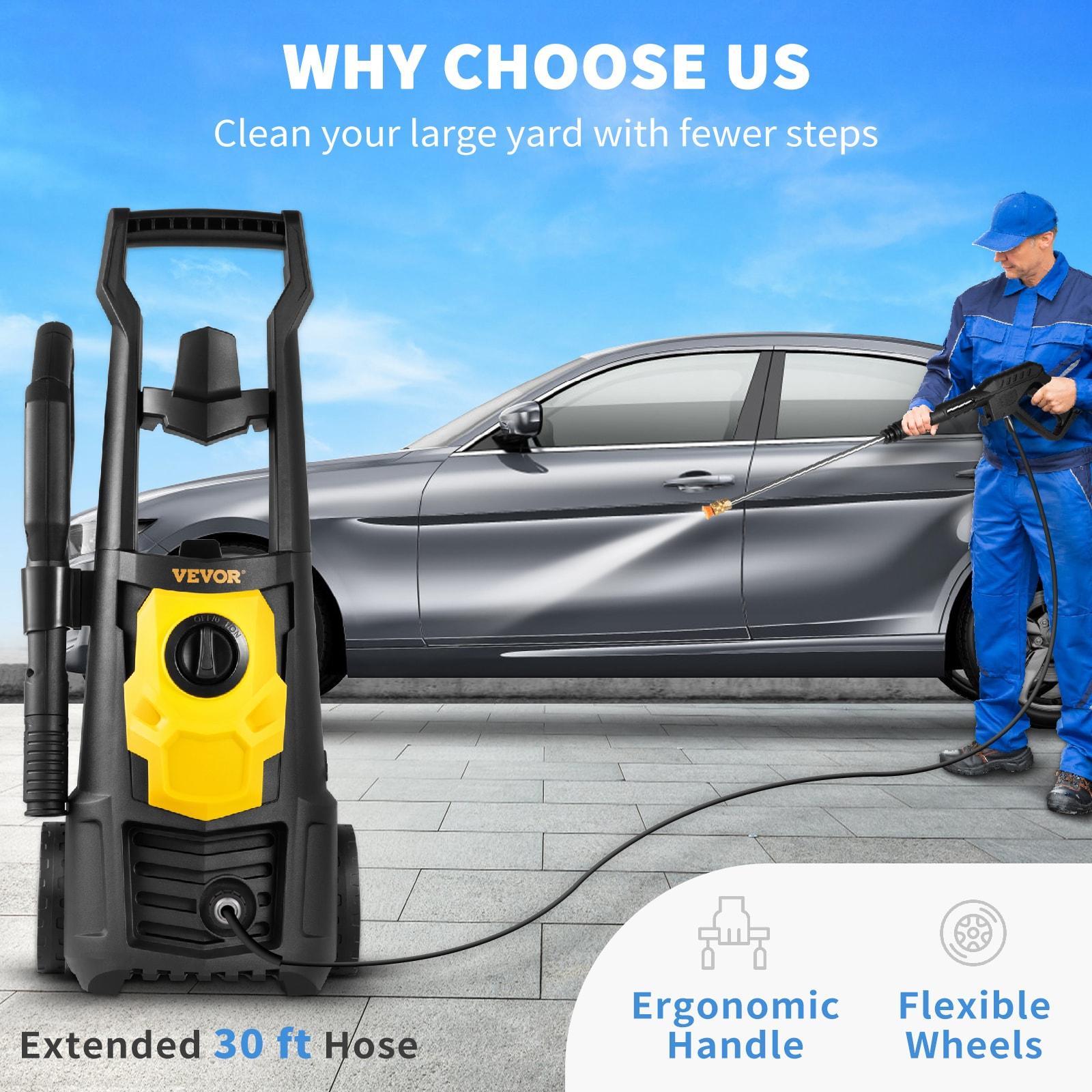 VEVOR 2000 PSI Black and Yellow Electric Pressure Washer with 5 Spray Tips