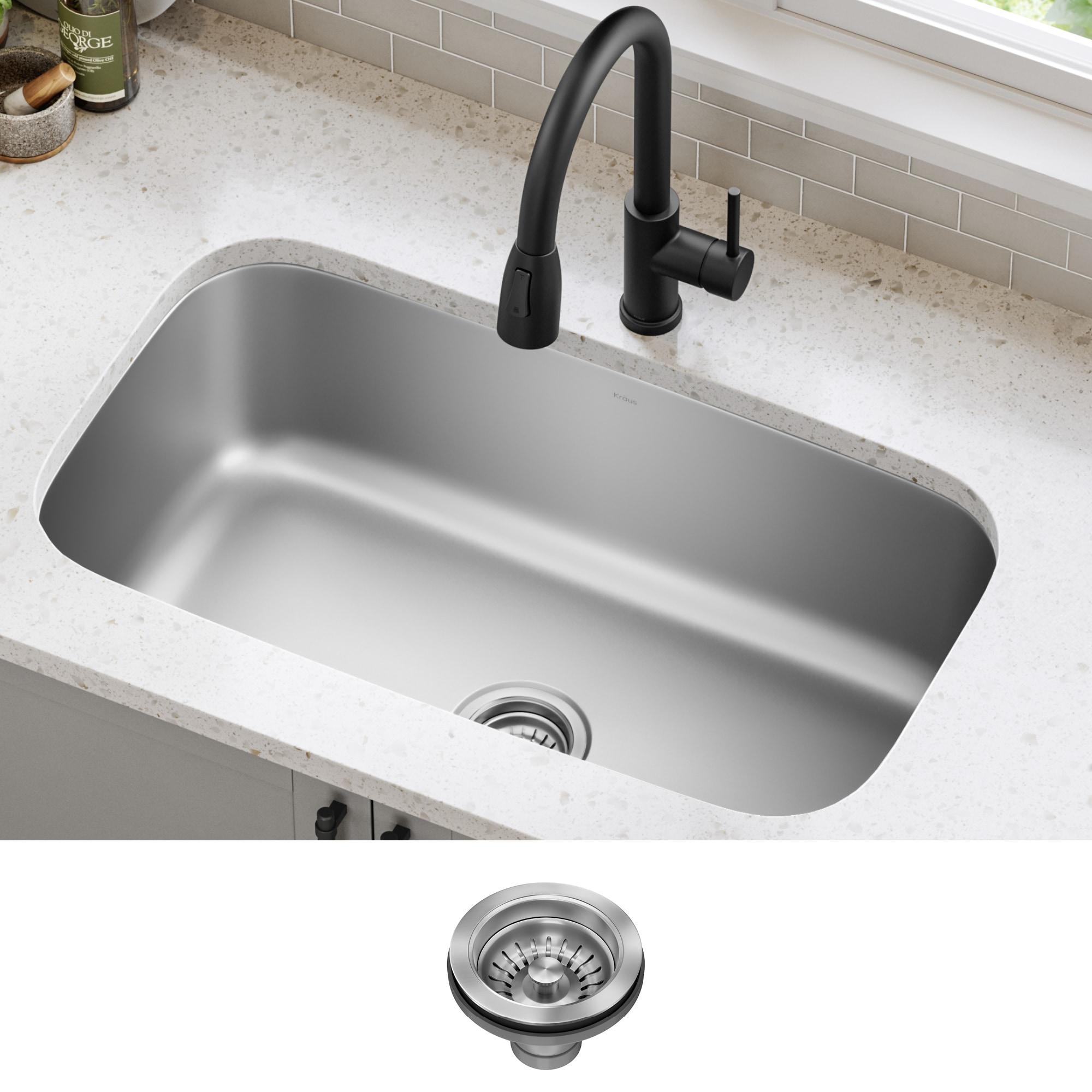 KRAUS Premier Undermount Single Bowl 18-Gauge Stainless Steel Kitchen Sink