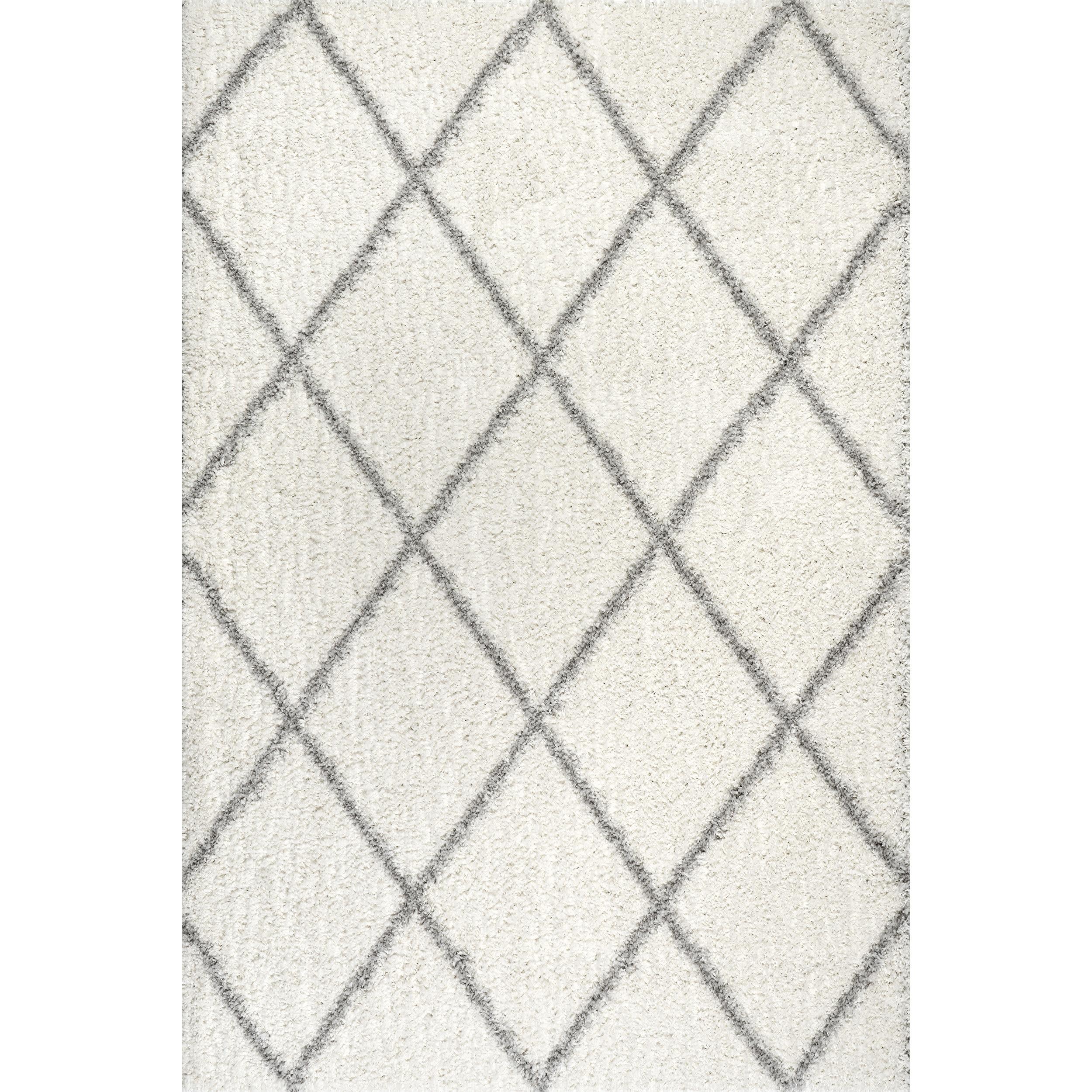 nuLOOM Trellis Cozy Soft & Plush Shag Area Rug, 6' 7" x 9', White