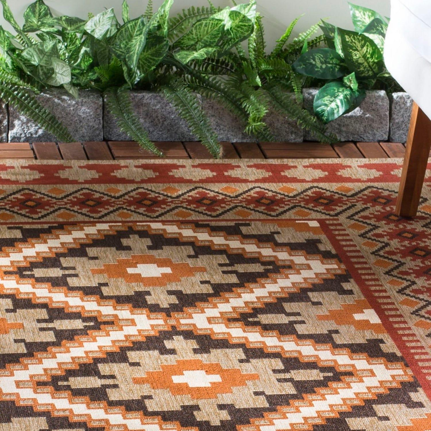 Veranda VER099 Power Loomed Indoor/Outdoor Accent Rug - Red/Natural - 2'x3'7" - Safavieh