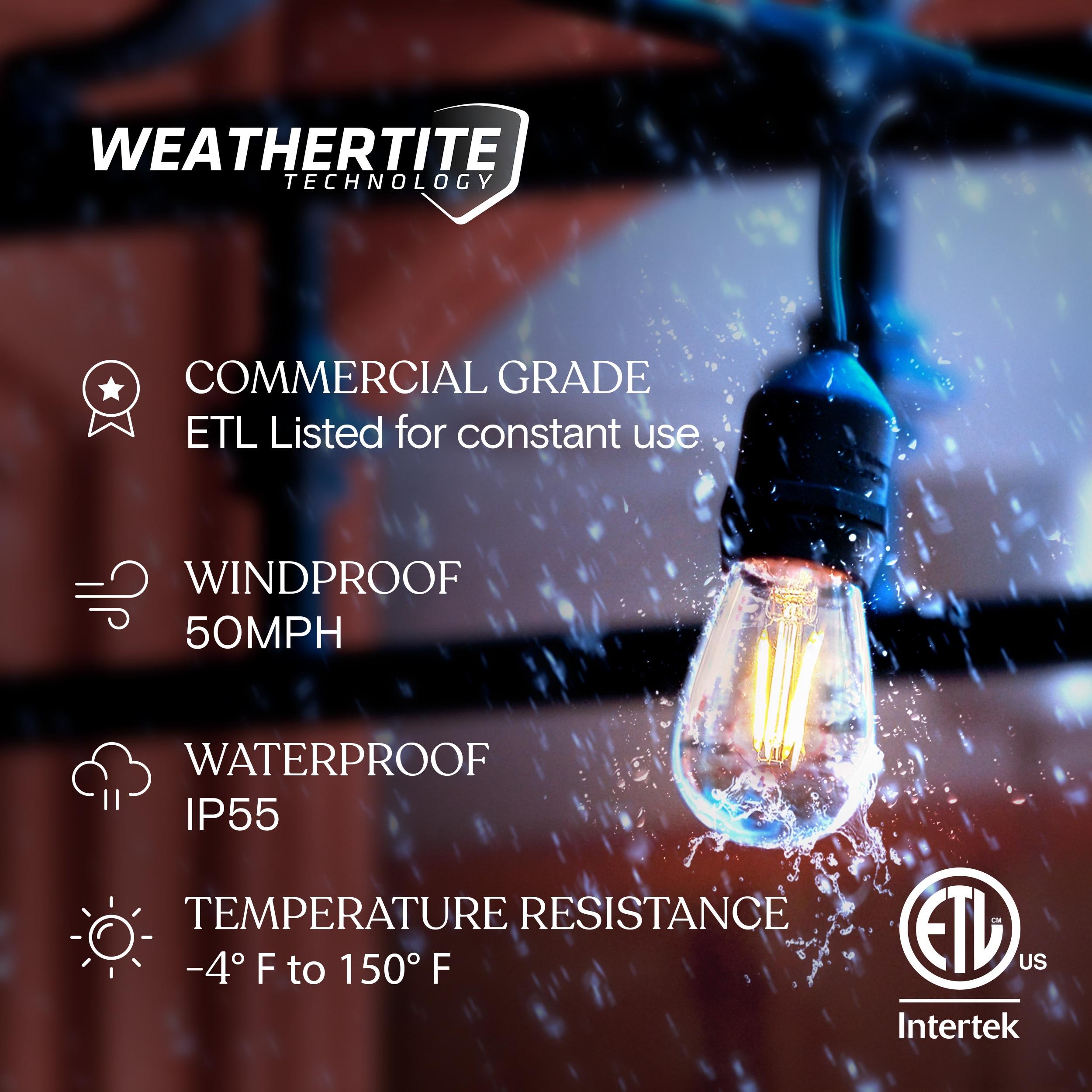 Pro 15-Light 48 ft. Indoor/Outdoor Hanging LED 2-Watt S14 2500K Warm White Bulb String Lights