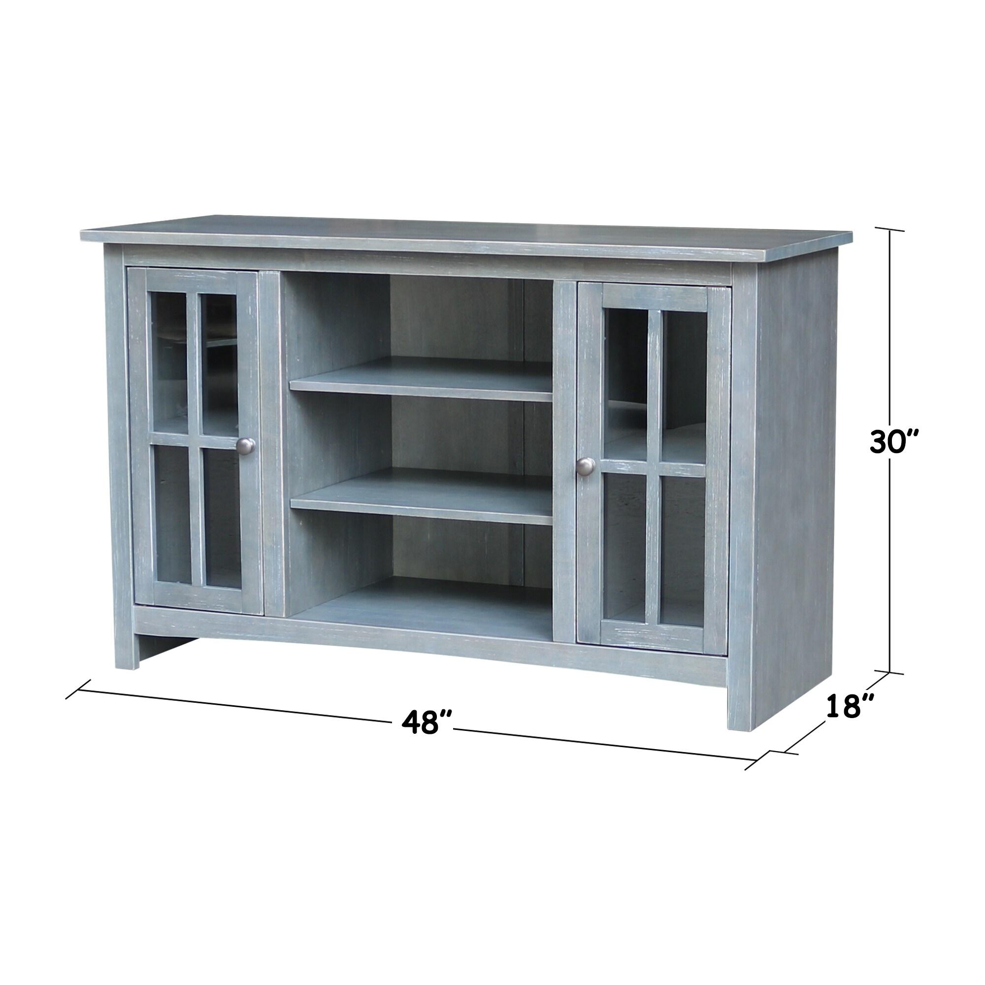 TV Stand for TVs up to 52" with 2 Doors Heather Gray/Antiqued Rubbed - International Concepts: Solid Parawood, Metal Hardware